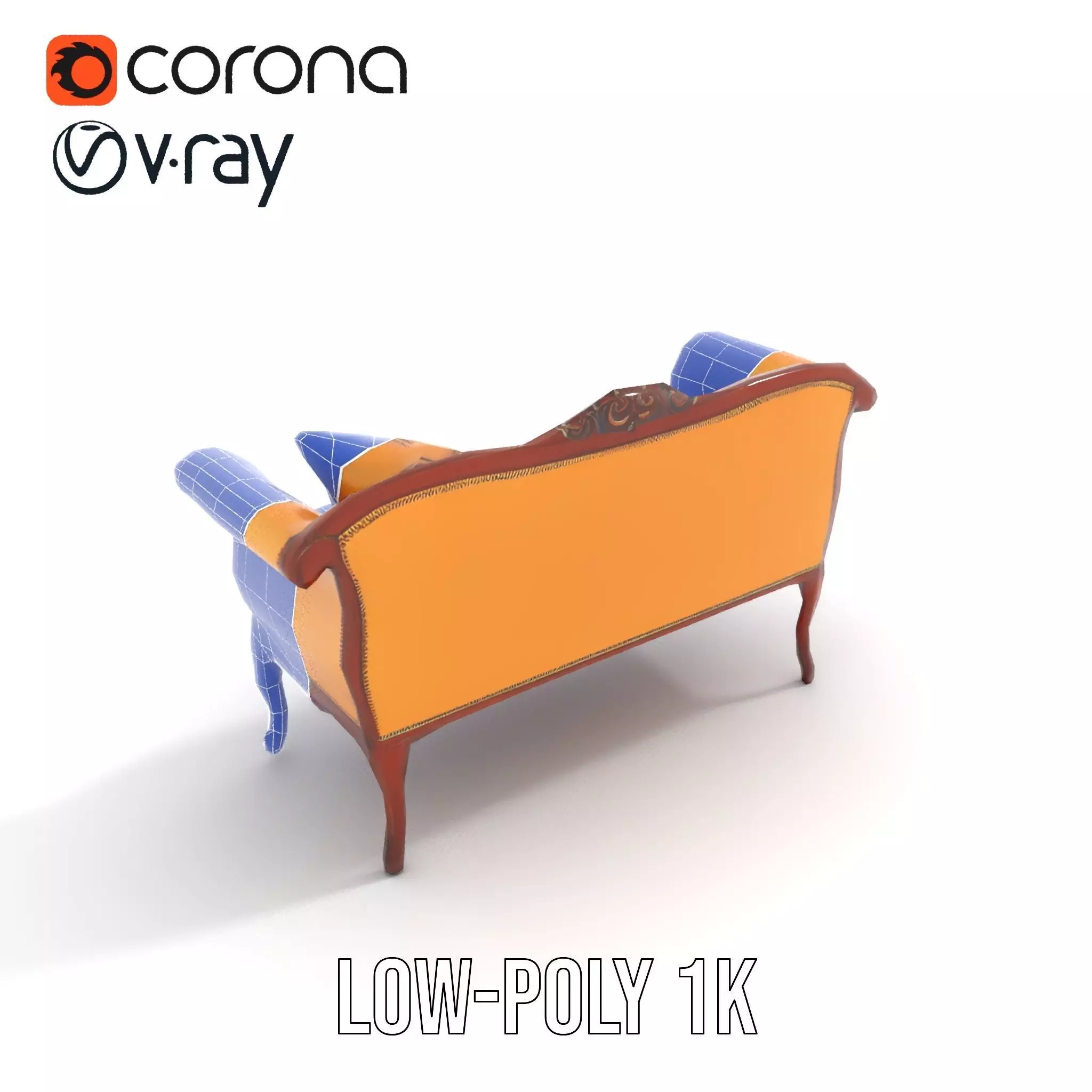 Elegant Victorian Sofa model pack Low-poly 3D model_21