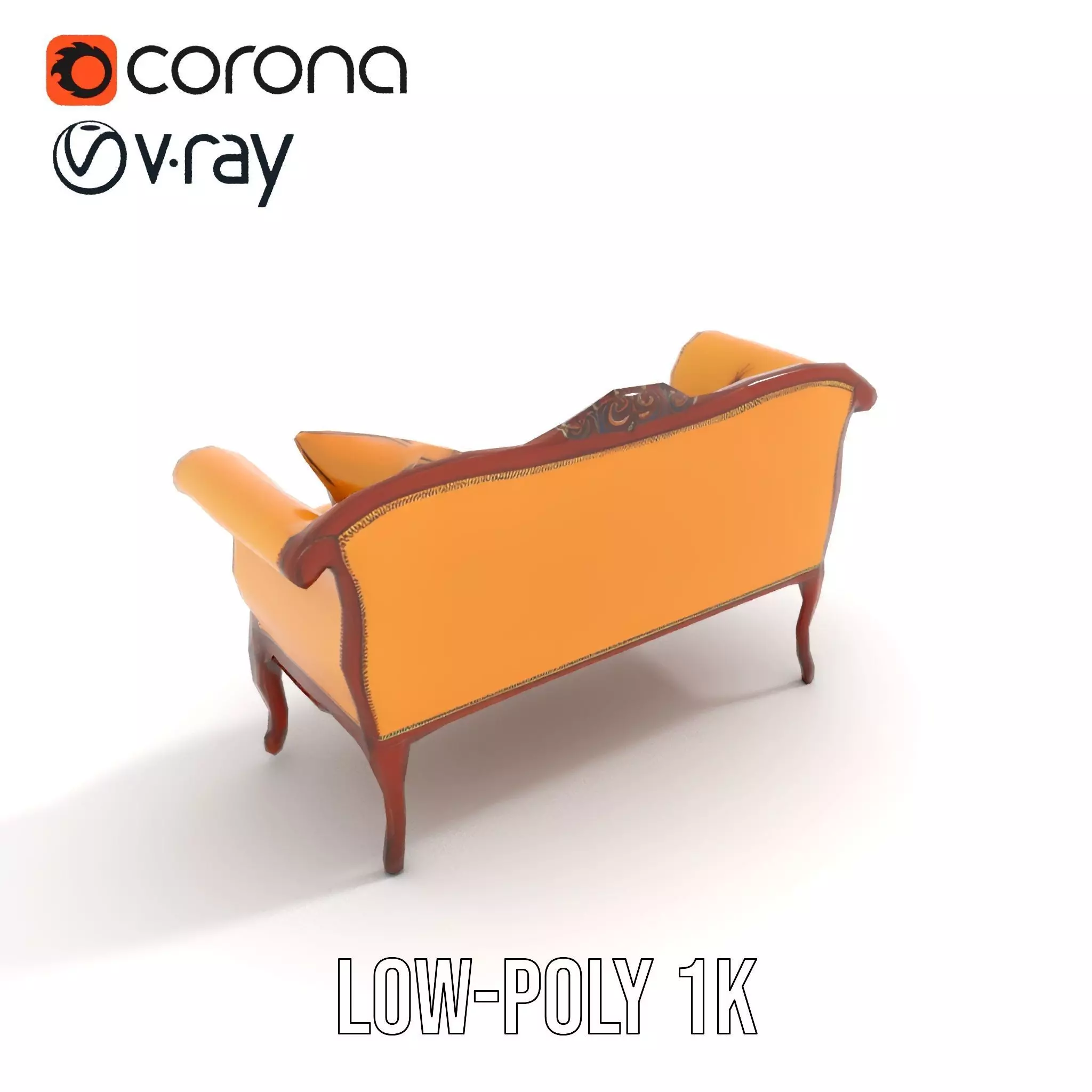 Elegant Victorian Sofa model pack Low-poly 3D model_7