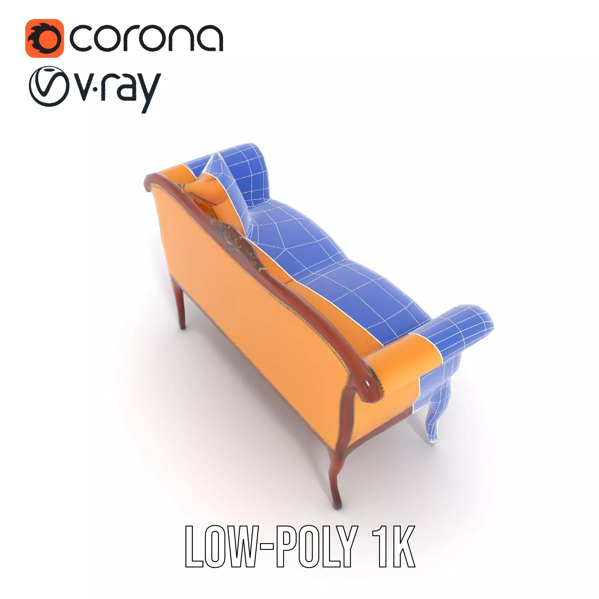 Elegant Victorian Sofa model pack Low-poly 3D model_30
