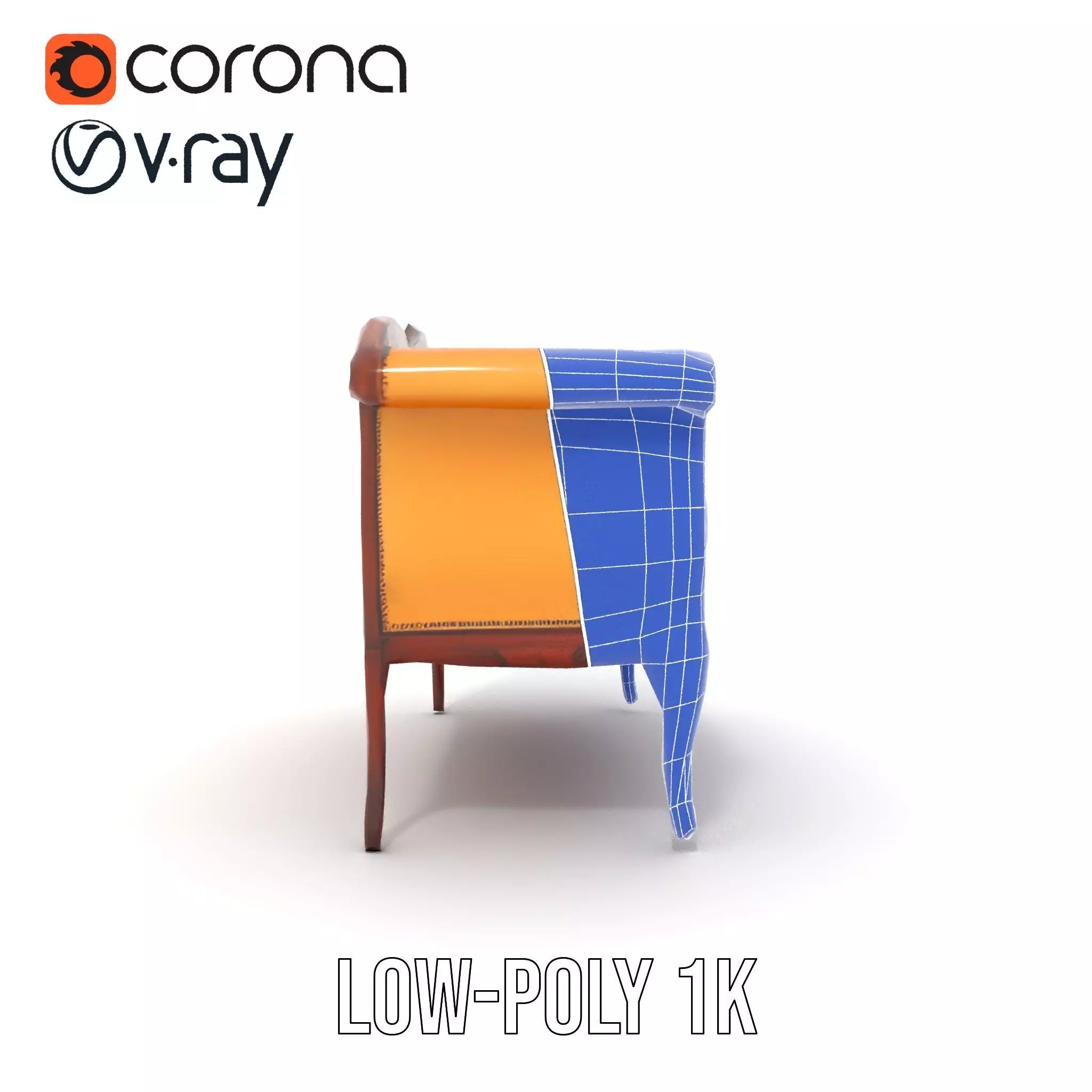 Elegant Victorian Sofa model pack Low-poly 3D model_27