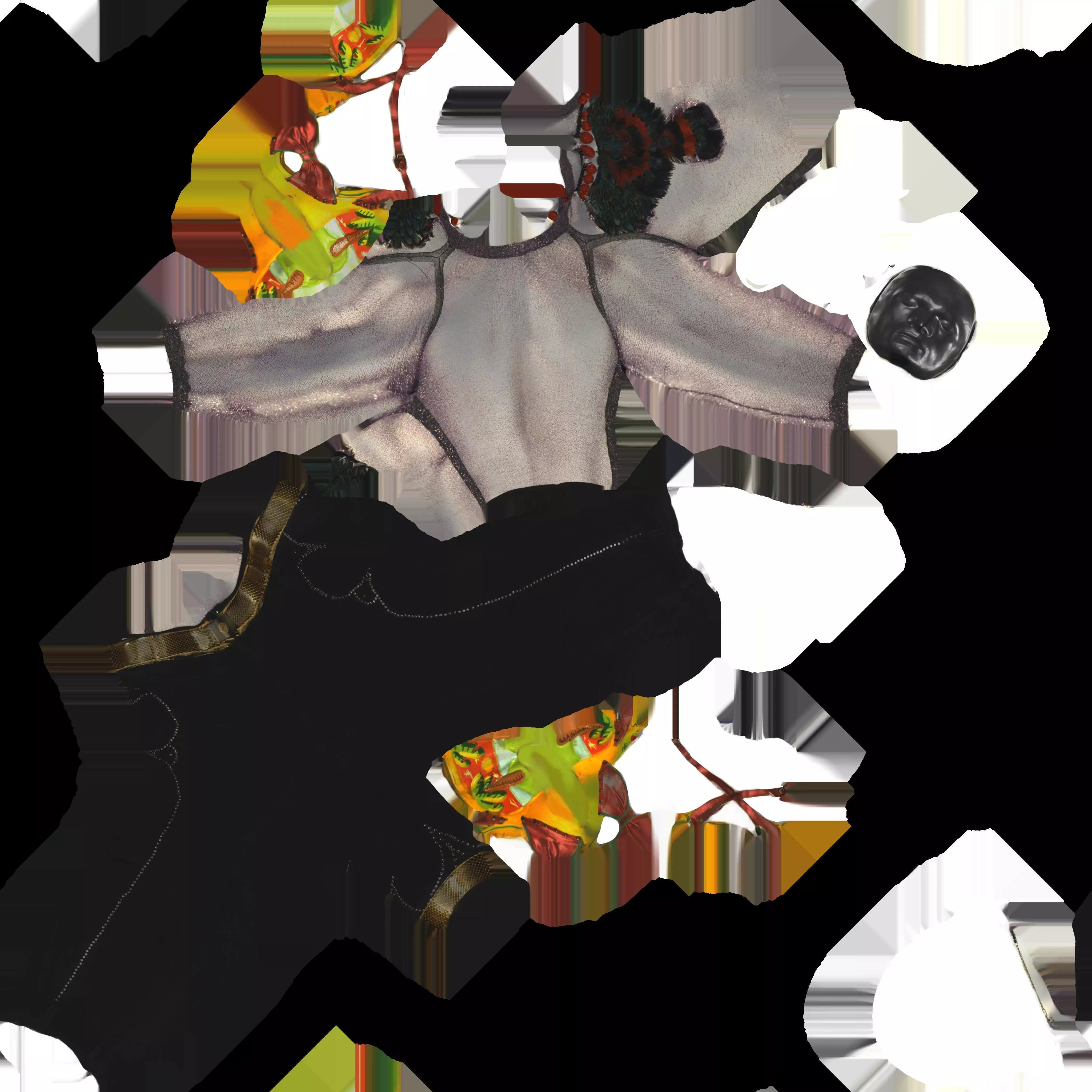 David Bowie black feather necklase and platform sandals costume 3D model_7