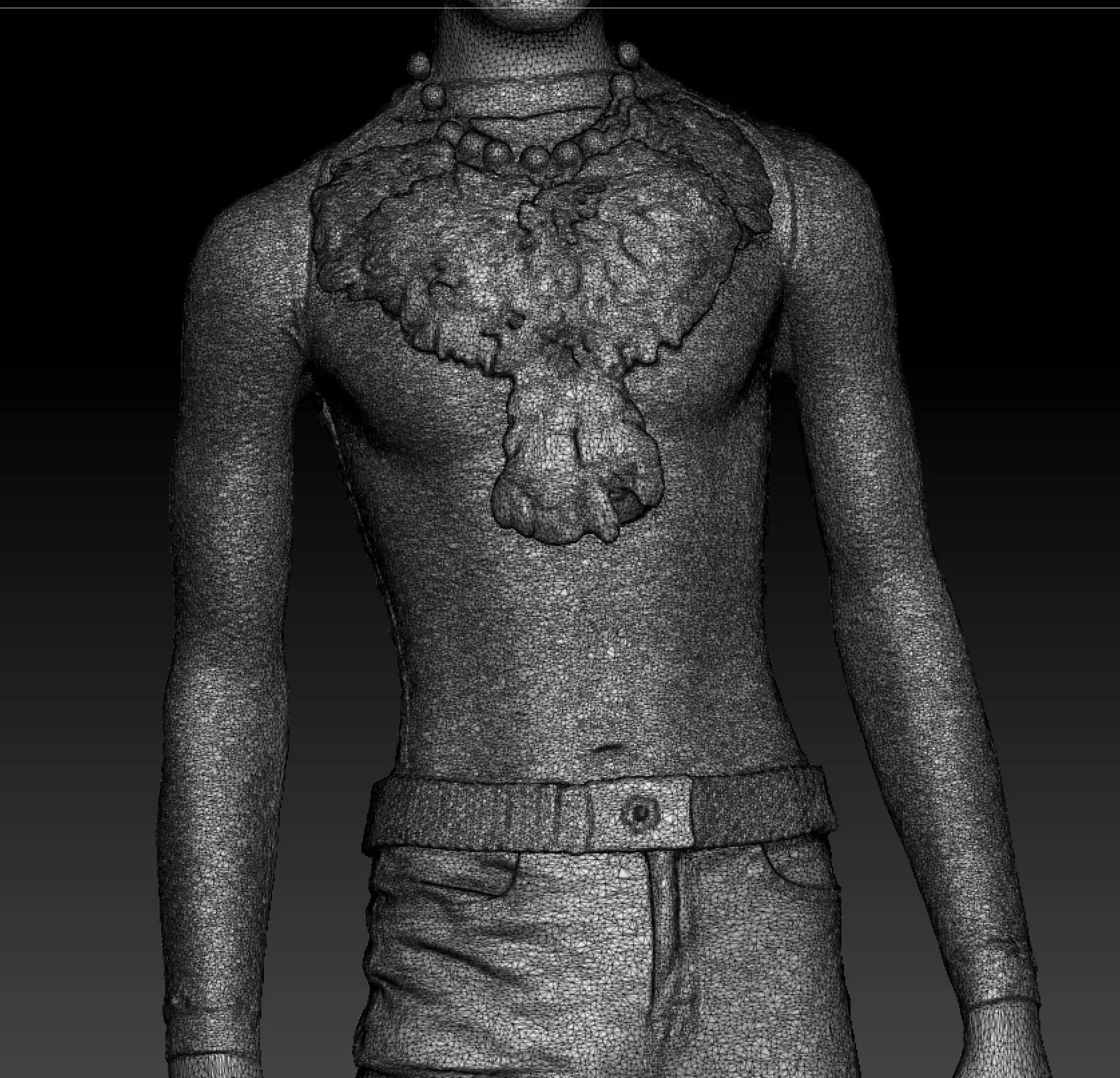 David Bowie black feather necklase and platform sandals costume 3D model_6