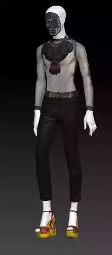 David Bowie black feather necklase and platform sandals costume