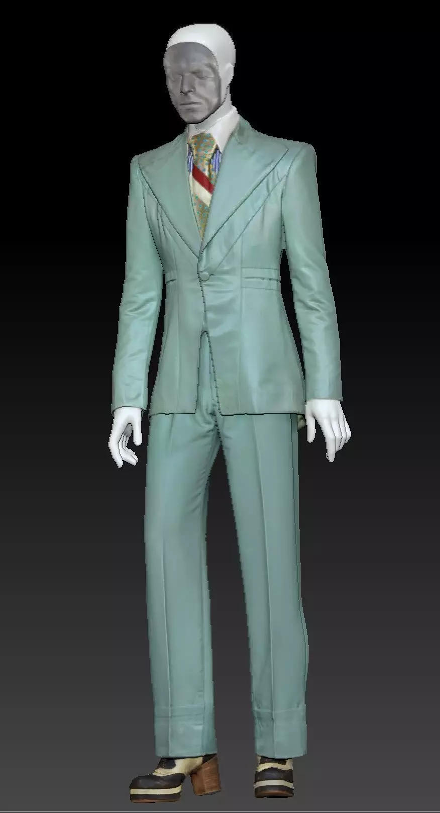 David Bowir green suit costume 3D model_0