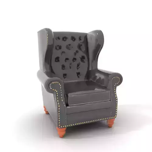 Elegant Leather Wingback Chair model pack