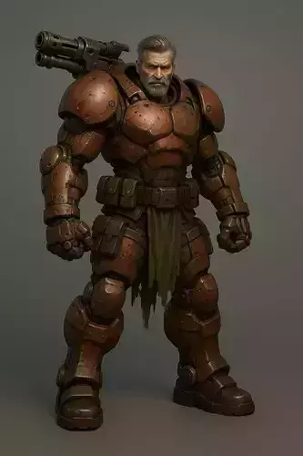 Post-Apocalyptic Armored Warrior  Heavy Mech Soldier 