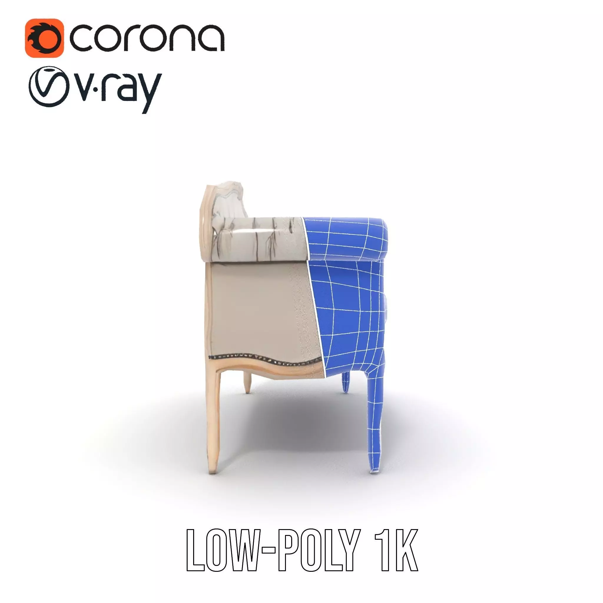 Chic Vintage Sofa model pack Low-poly 3D model_30