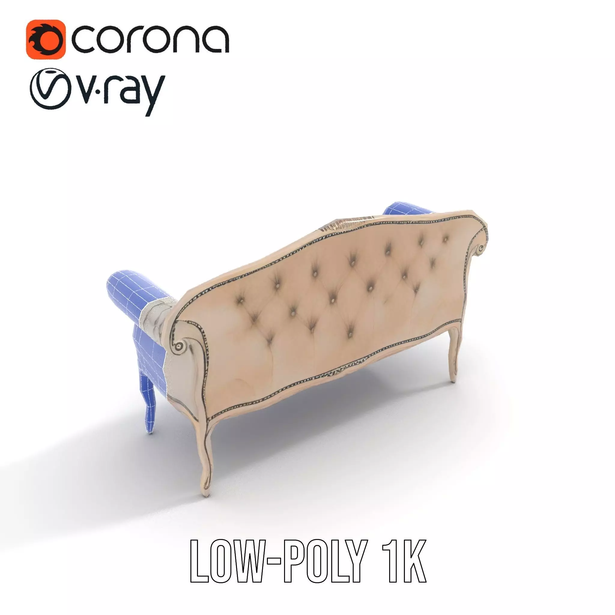 Chic Vintage Sofa model pack Low-poly 3D model_18