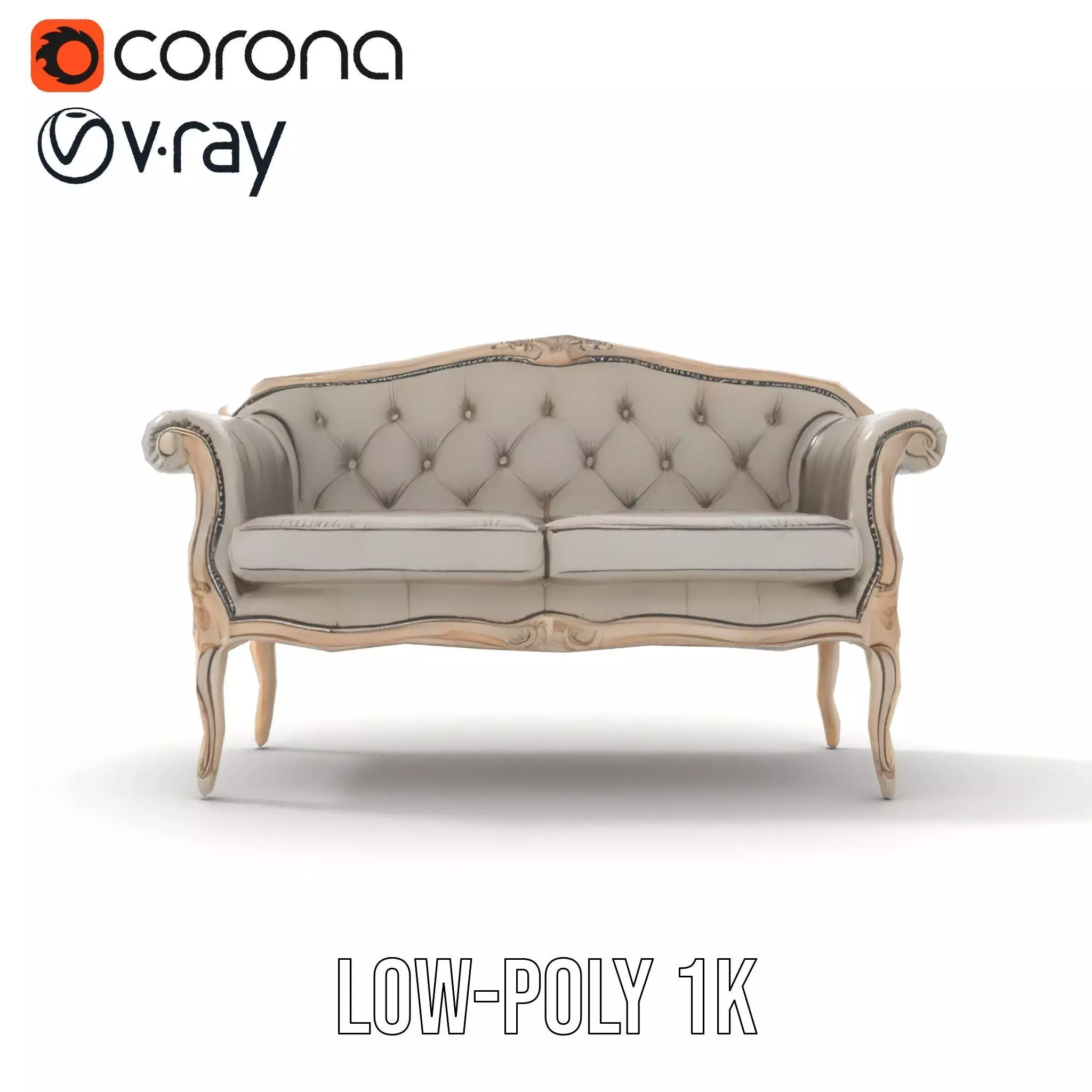 Chic Vintage Sofa model pack Low-poly 3D model_14