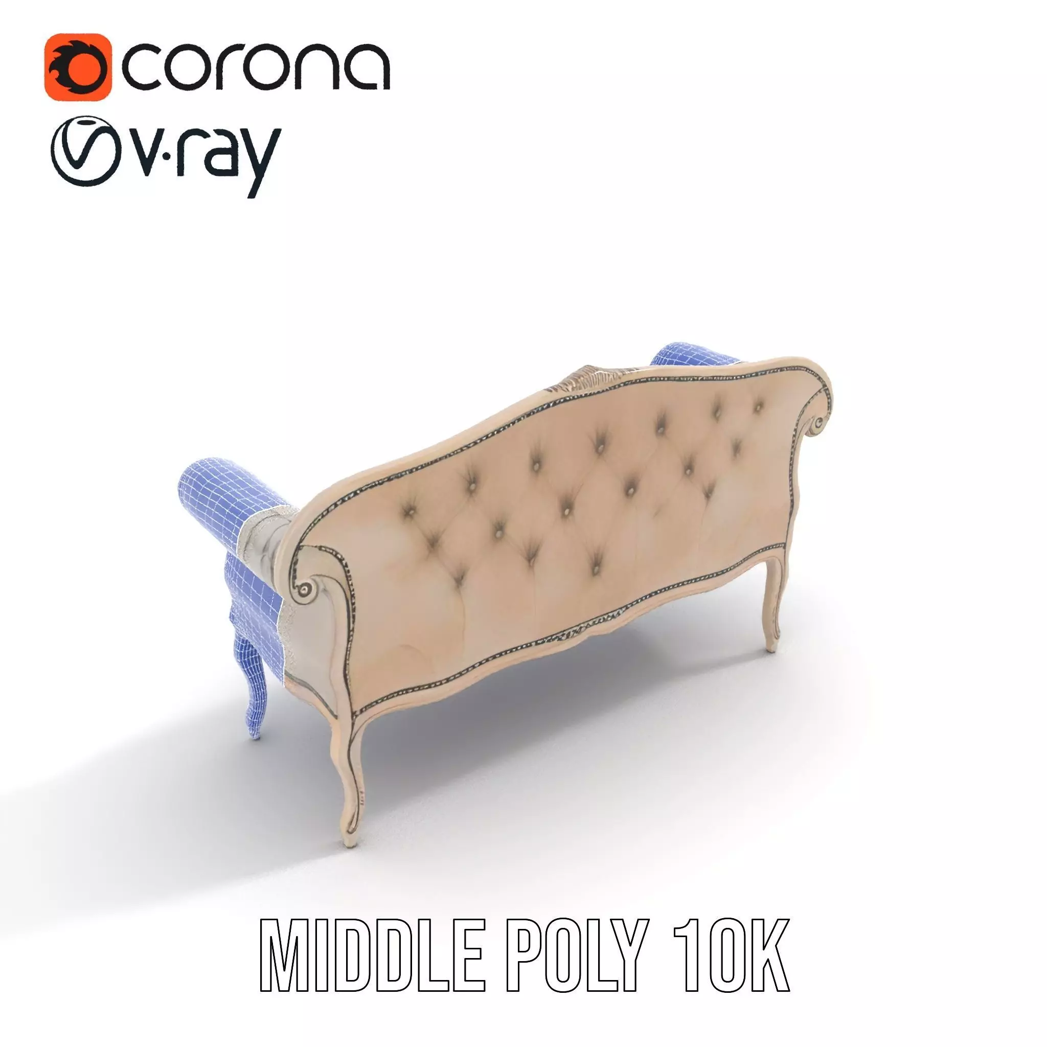 Chic Vintage Sofa model pack Low-poly 3D model_5