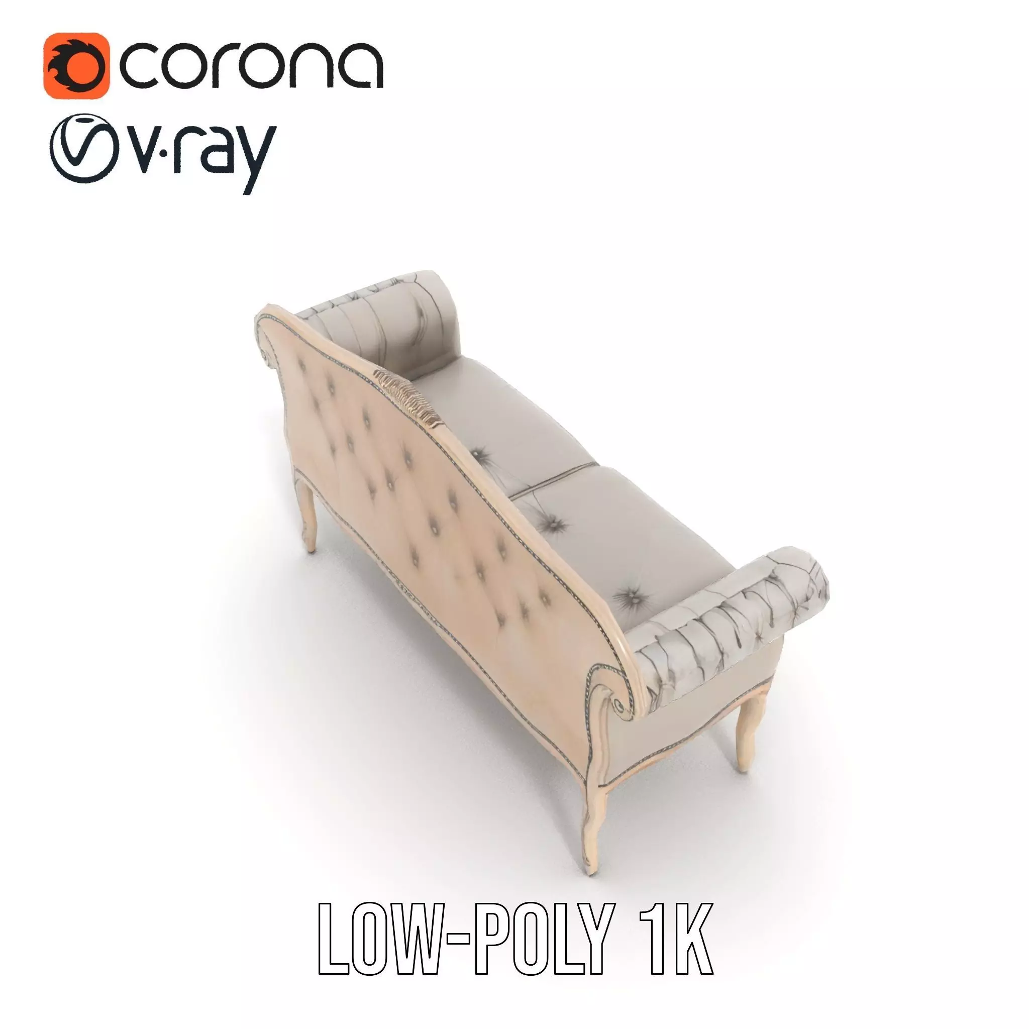 Chic Vintage Sofa model pack Low-poly 3D model_16