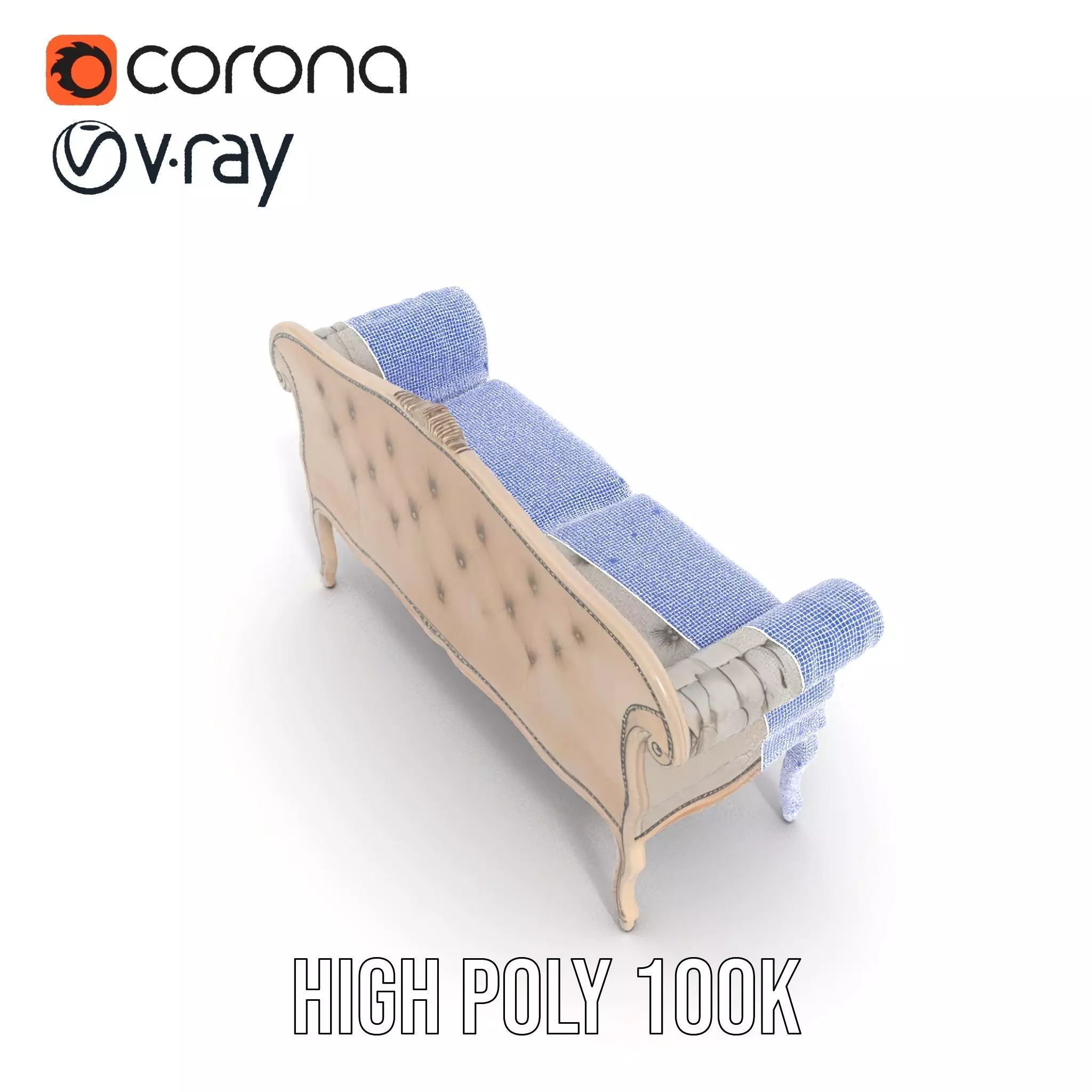 Chic Vintage Sofa model pack Low-poly 3D model_19