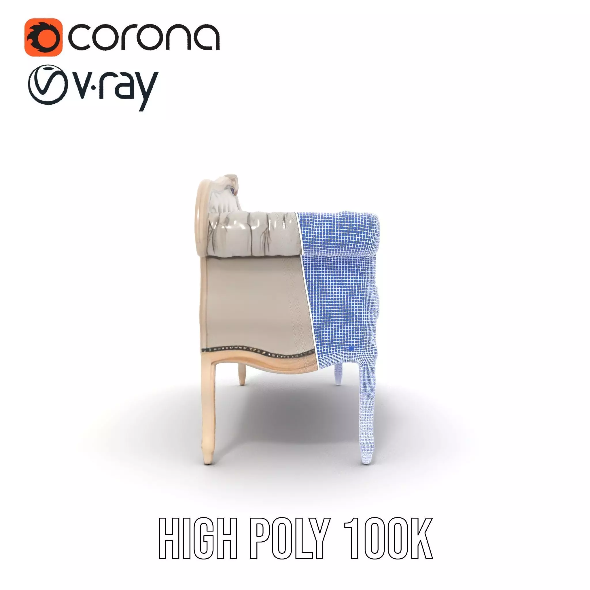 Chic Vintage Sofa model pack Low-poly 3D model_34