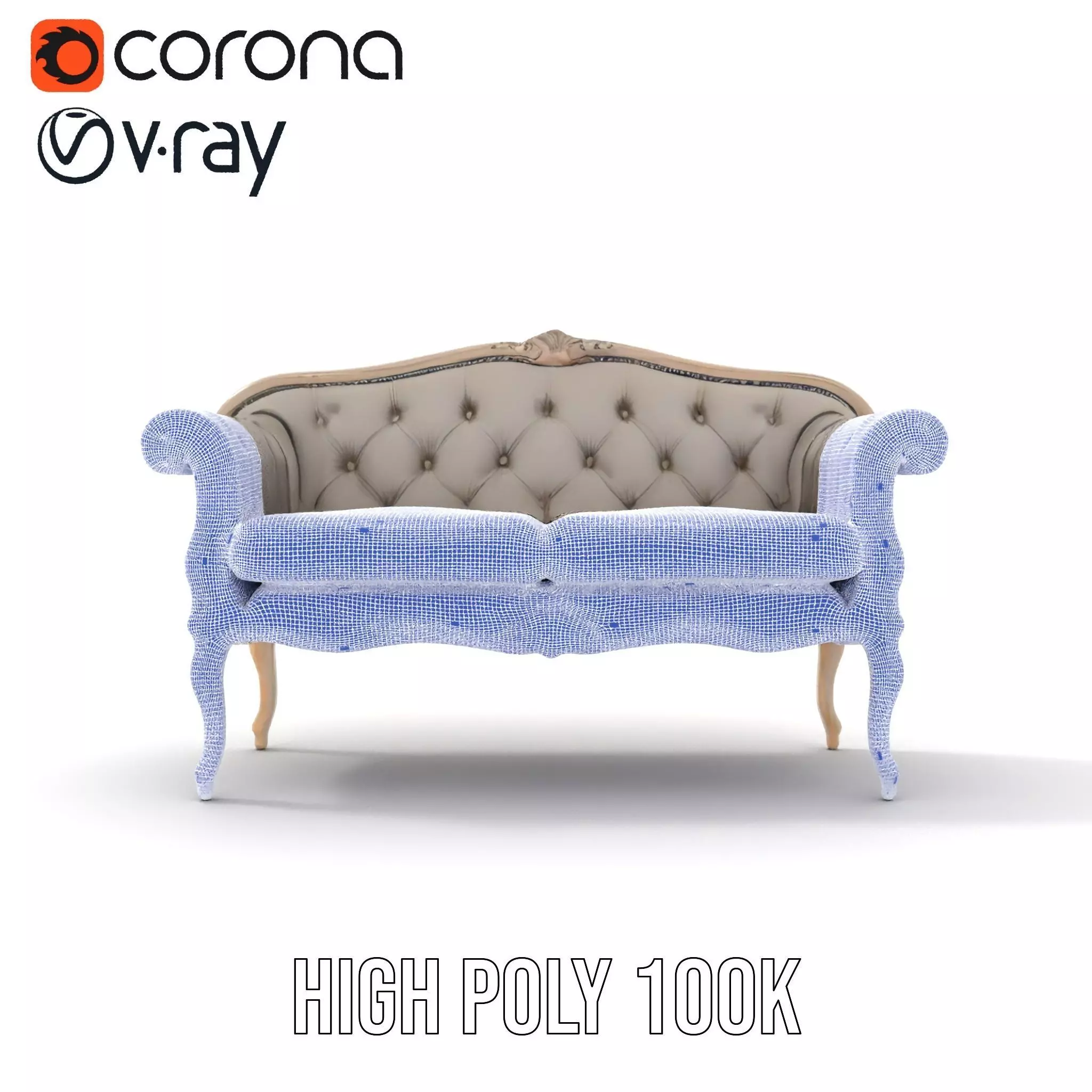 Chic Vintage Sofa model pack Low-poly 3D model_33