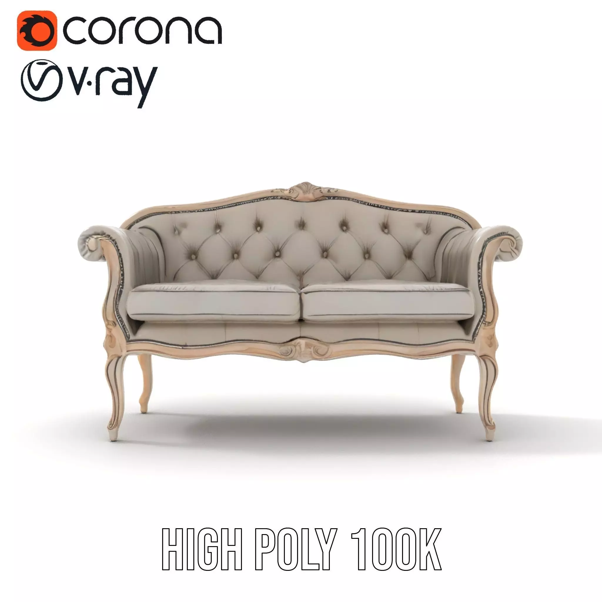 Chic Vintage Sofa model pack Low-poly 3D model_25