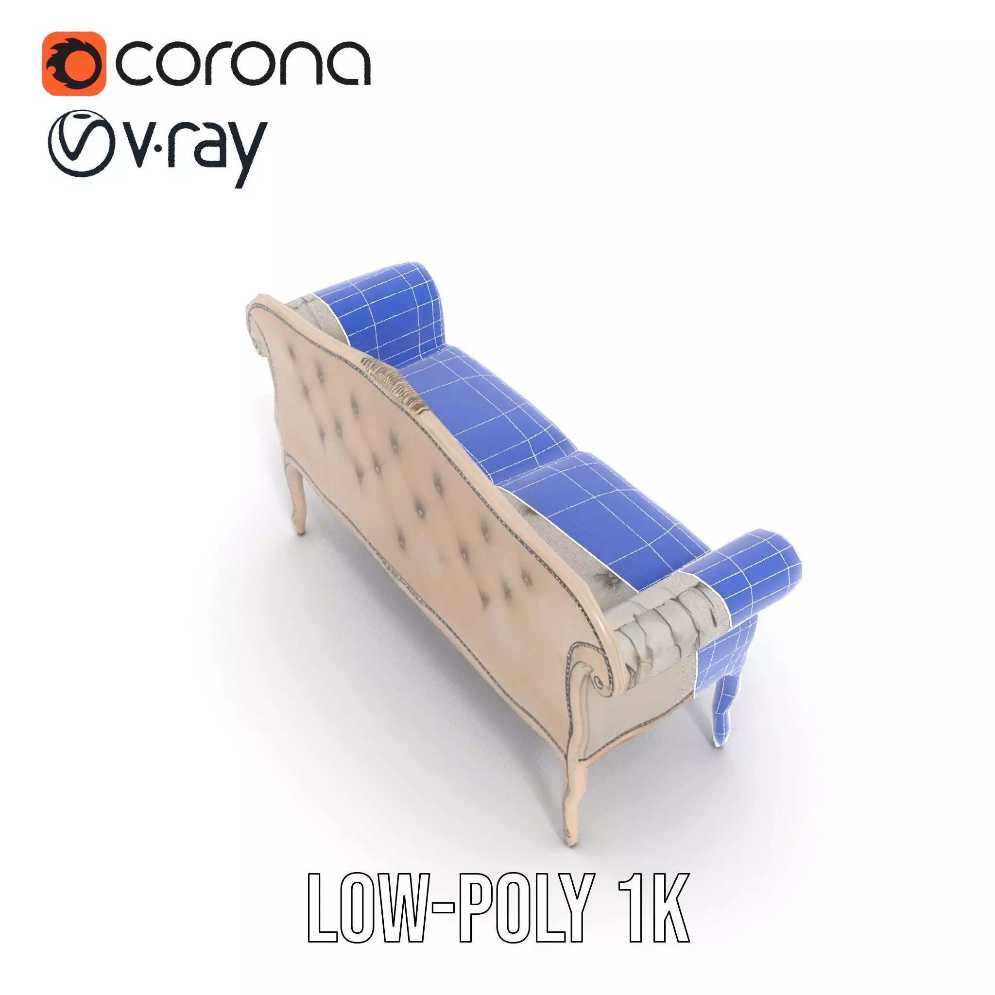 Chic Vintage Sofa model pack Low-poly 3D model_12