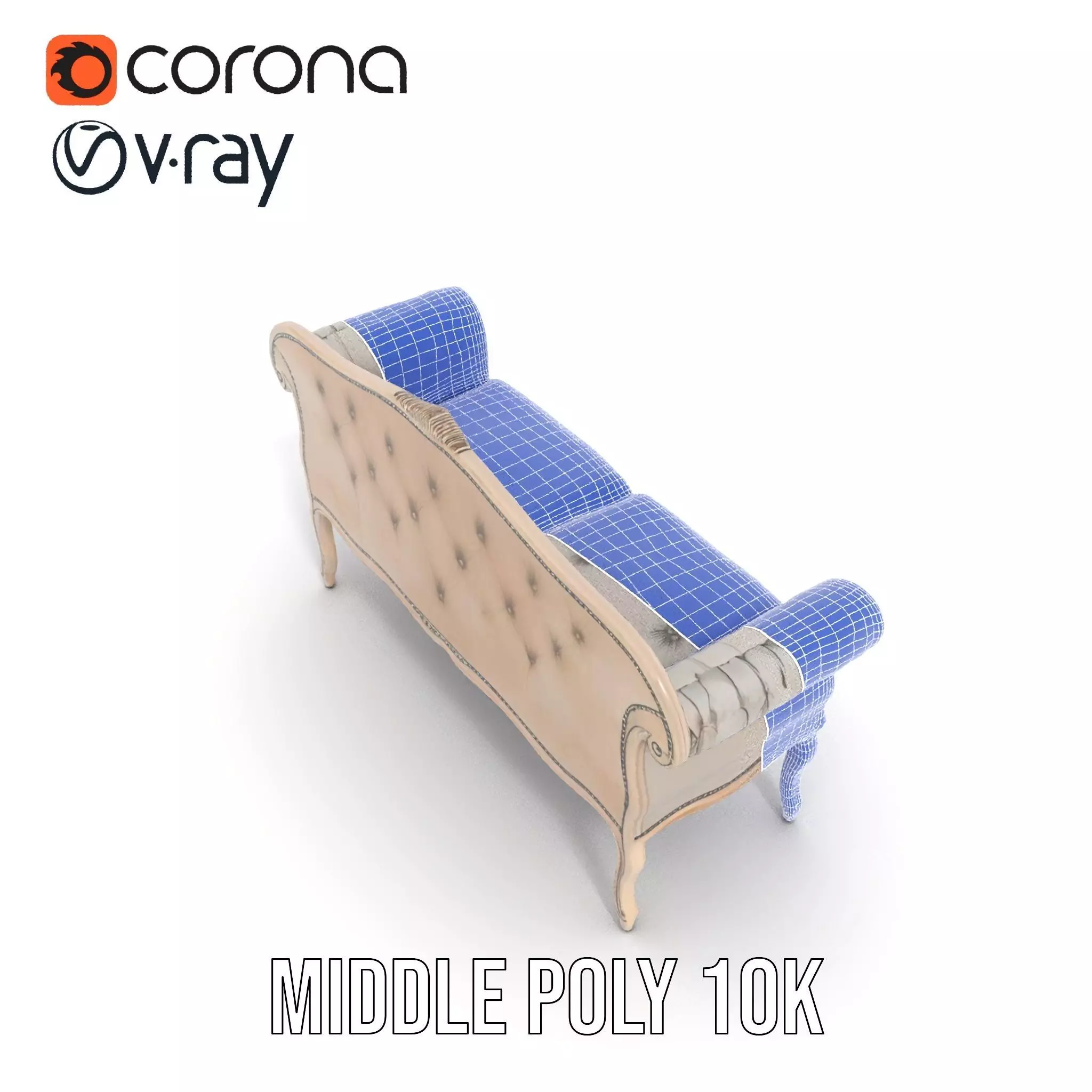 Chic Vintage Sofa model pack Low-poly 3D model_23