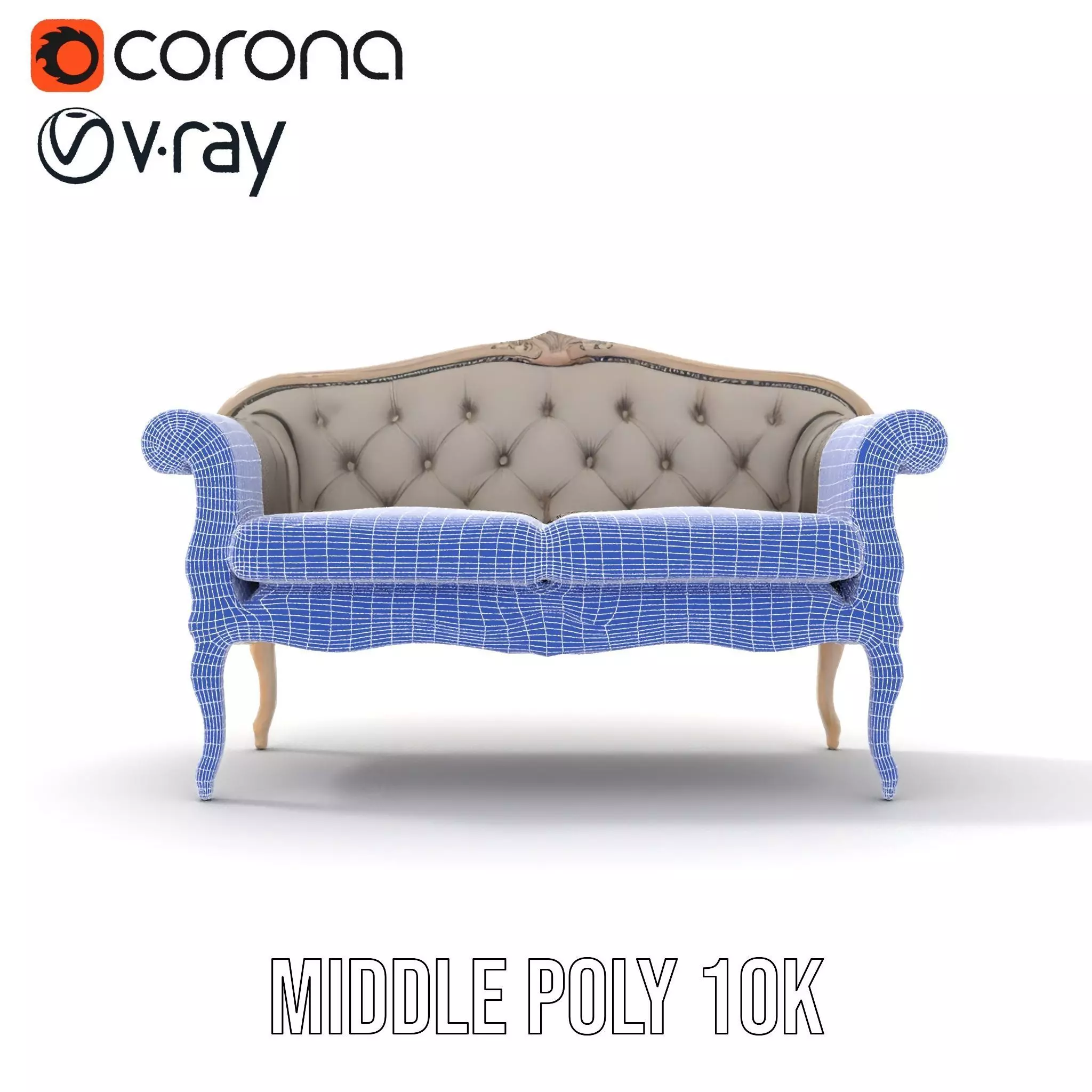 Chic Vintage Sofa model pack Low-poly 3D model_26