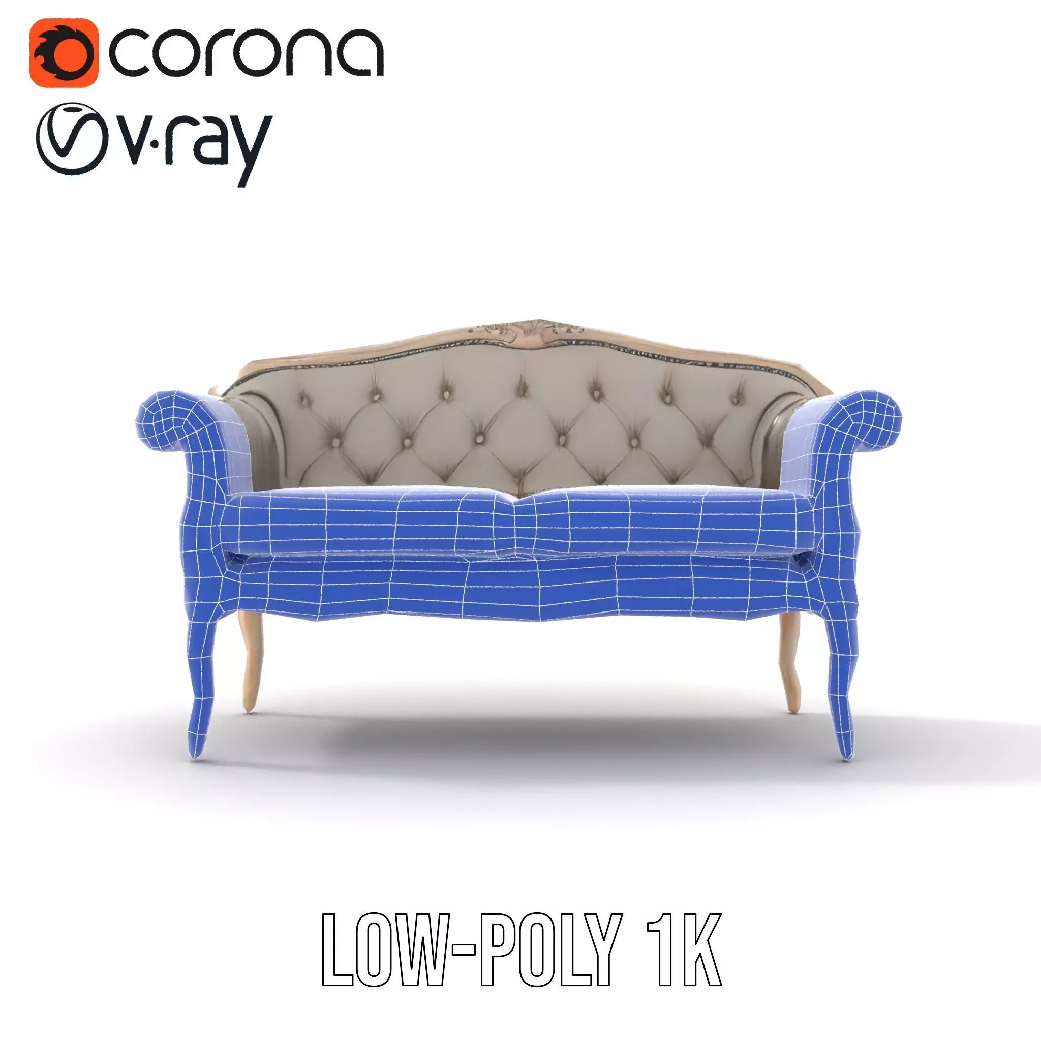 Chic Vintage Sofa model pack Low-poly 3D model_24
