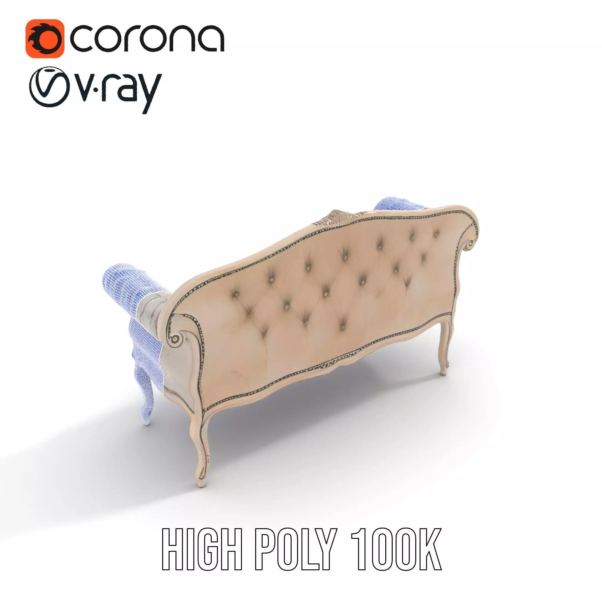 Chic Vintage Sofa model pack Low-poly 3D model_31