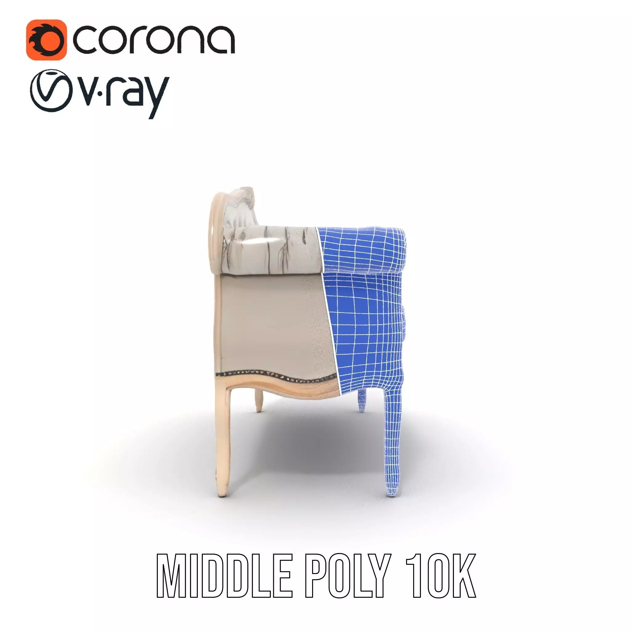 Chic Vintage Sofa model pack Low-poly 3D model_29