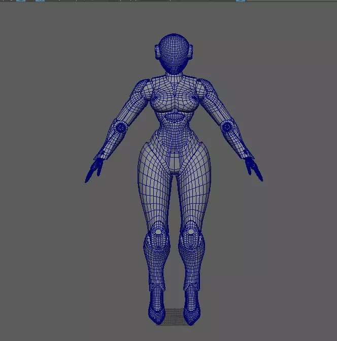 Robot female character Low-poly 3D model_7