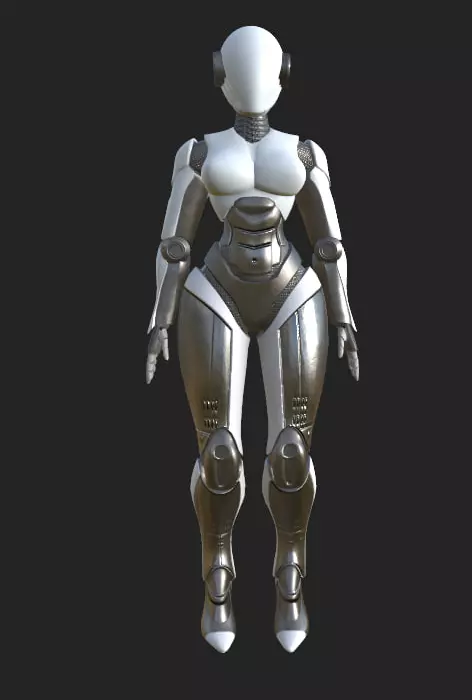 Robot female character Low-poly 3D model_3