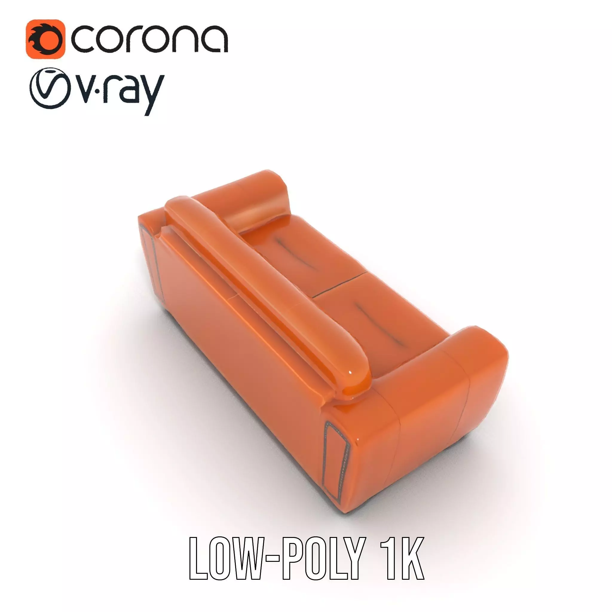 Vintage Leather Sofa model pack Low-poly 3D model_12