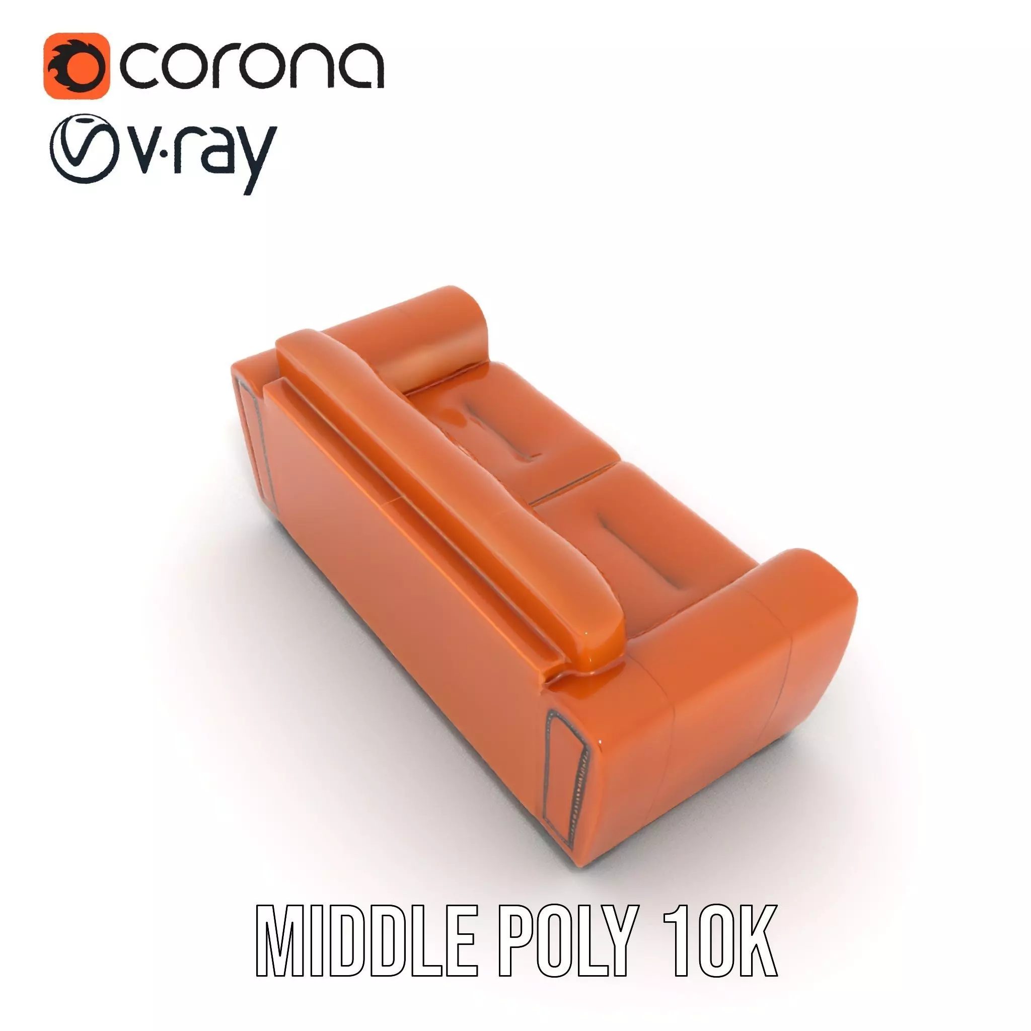 Vintage Leather Sofa model pack Low-poly 3D model_6