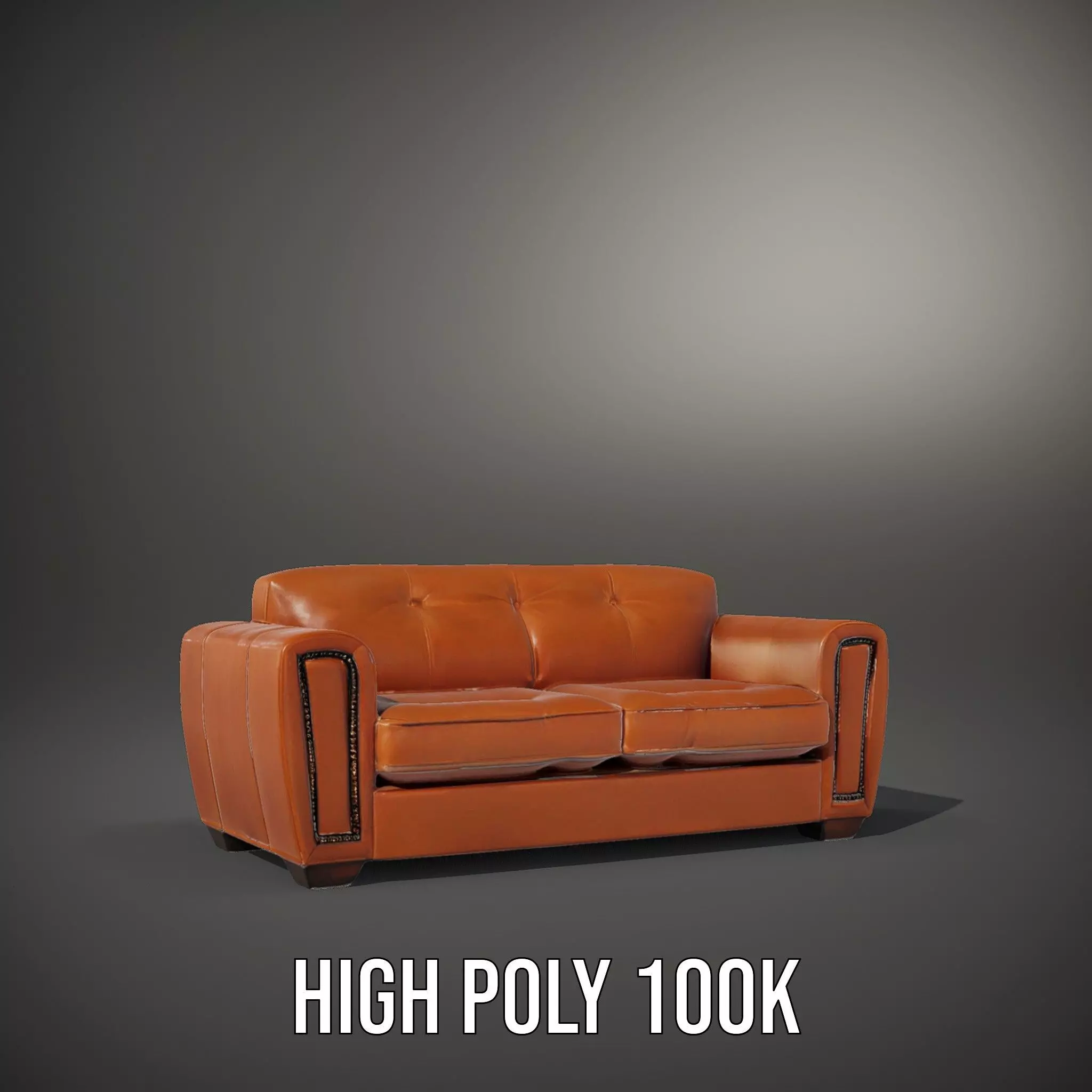 Vintage Leather Sofa model pack Low-poly 3D model_8