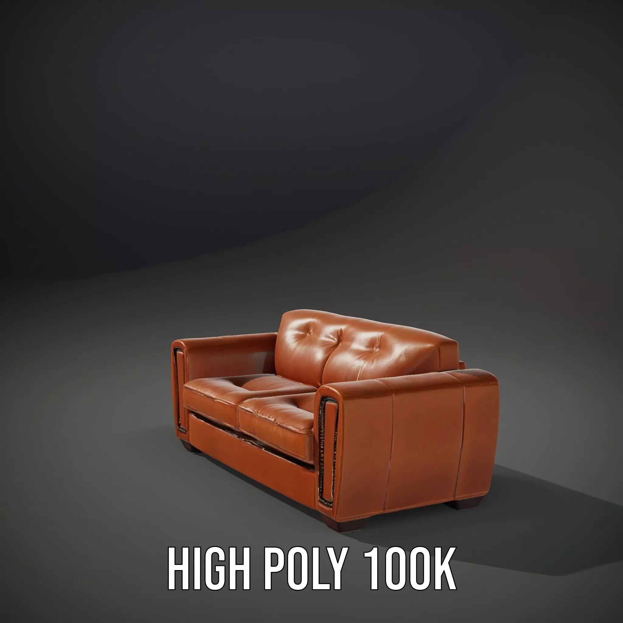 Vintage Leather Sofa model pack Low-poly 3D model_10