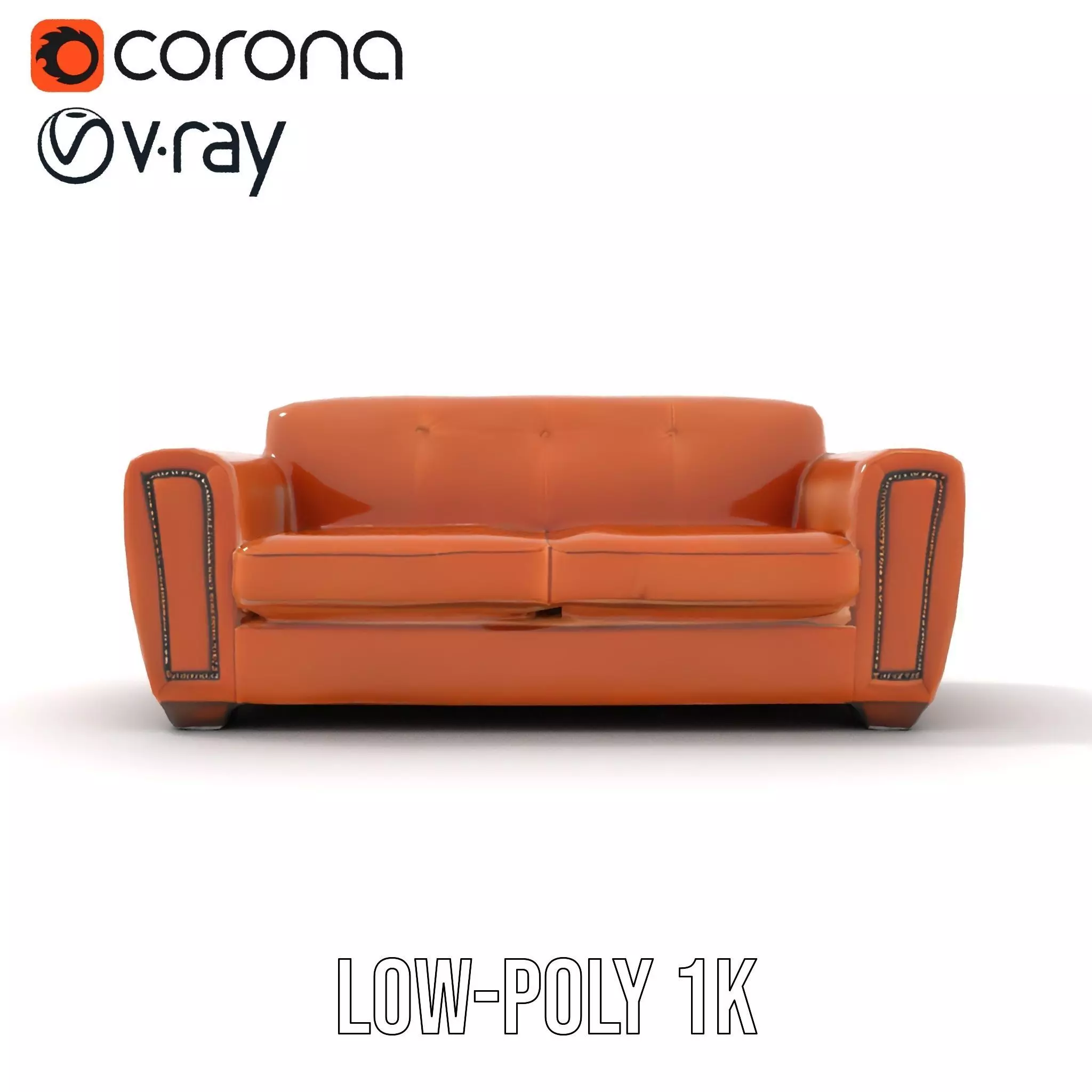 Vintage Leather Sofa model pack Low-poly 3D model_20