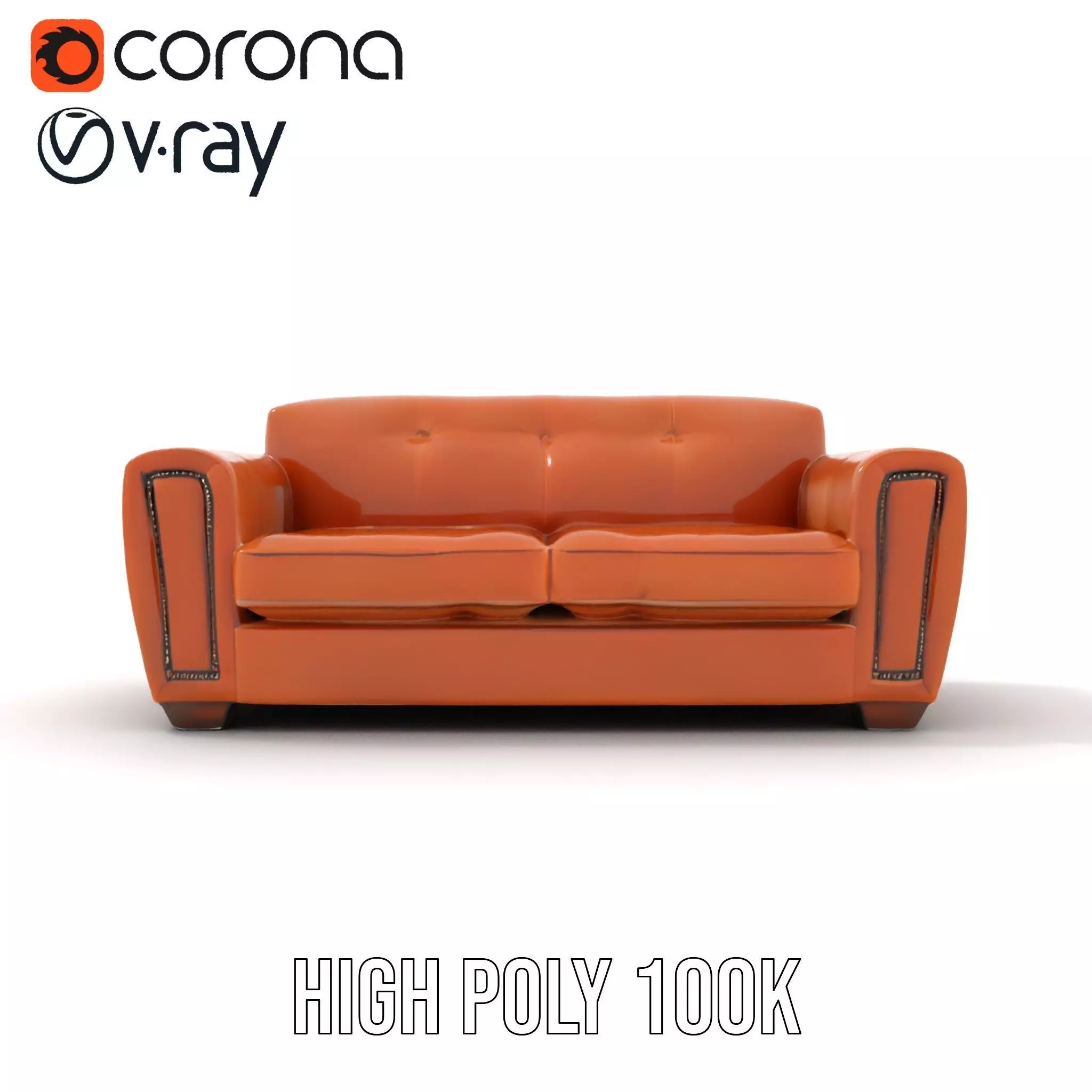 Vintage Leather Sofa model pack Low-poly 3D model_23