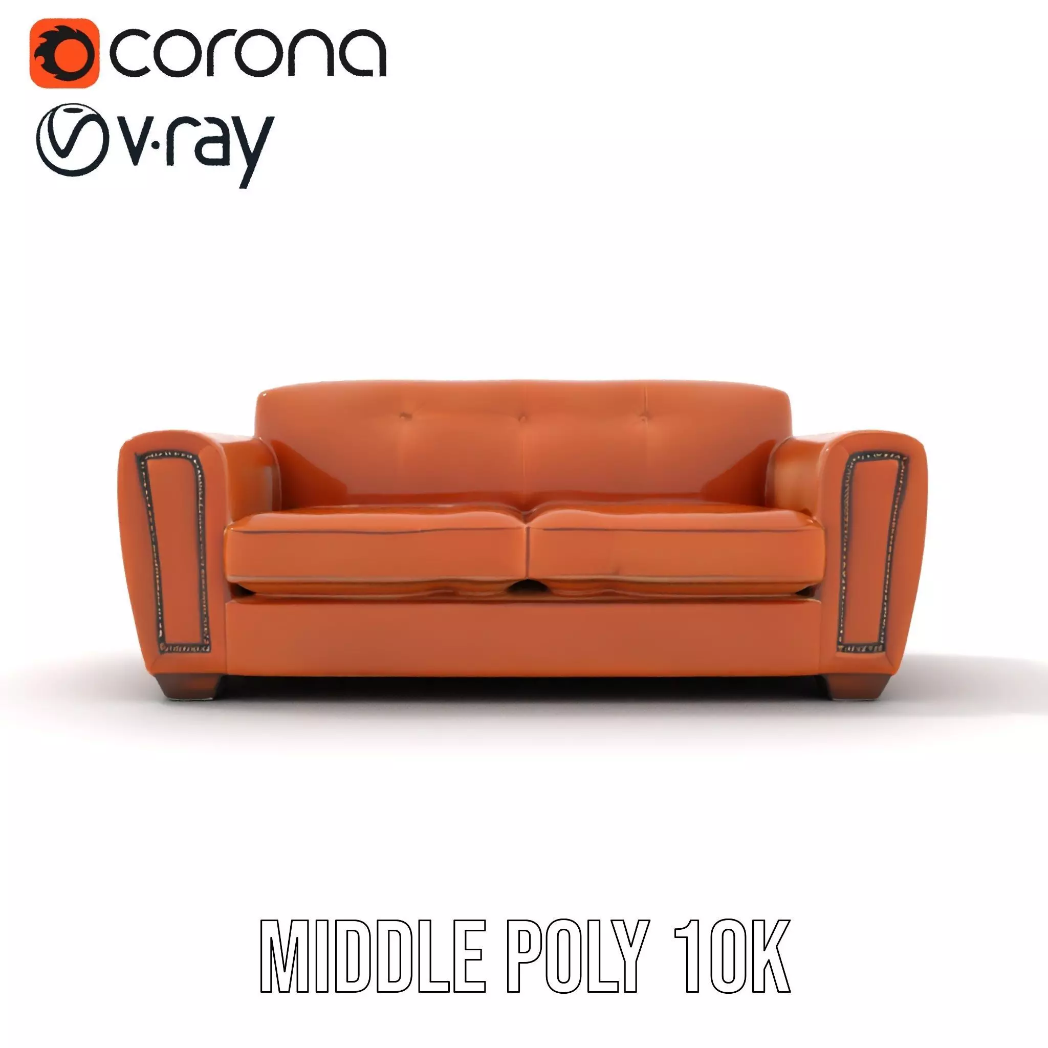 Vintage Leather Sofa model pack Low-poly 3D model_5