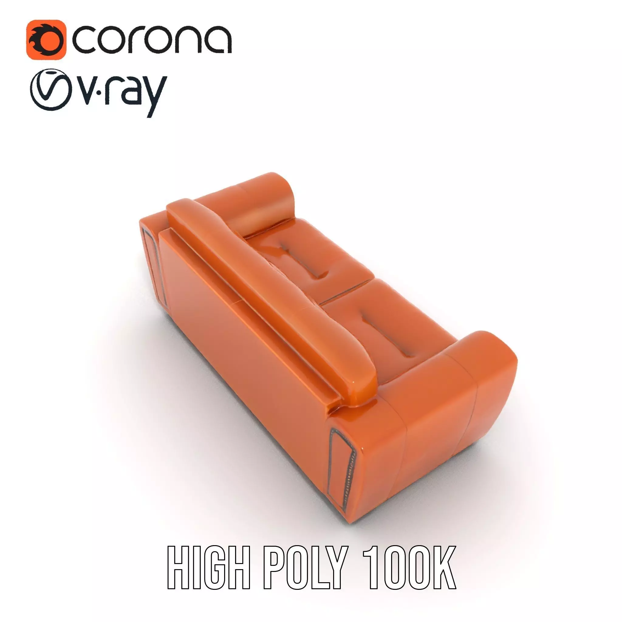 Vintage Leather Sofa model pack Low-poly 3D model_15