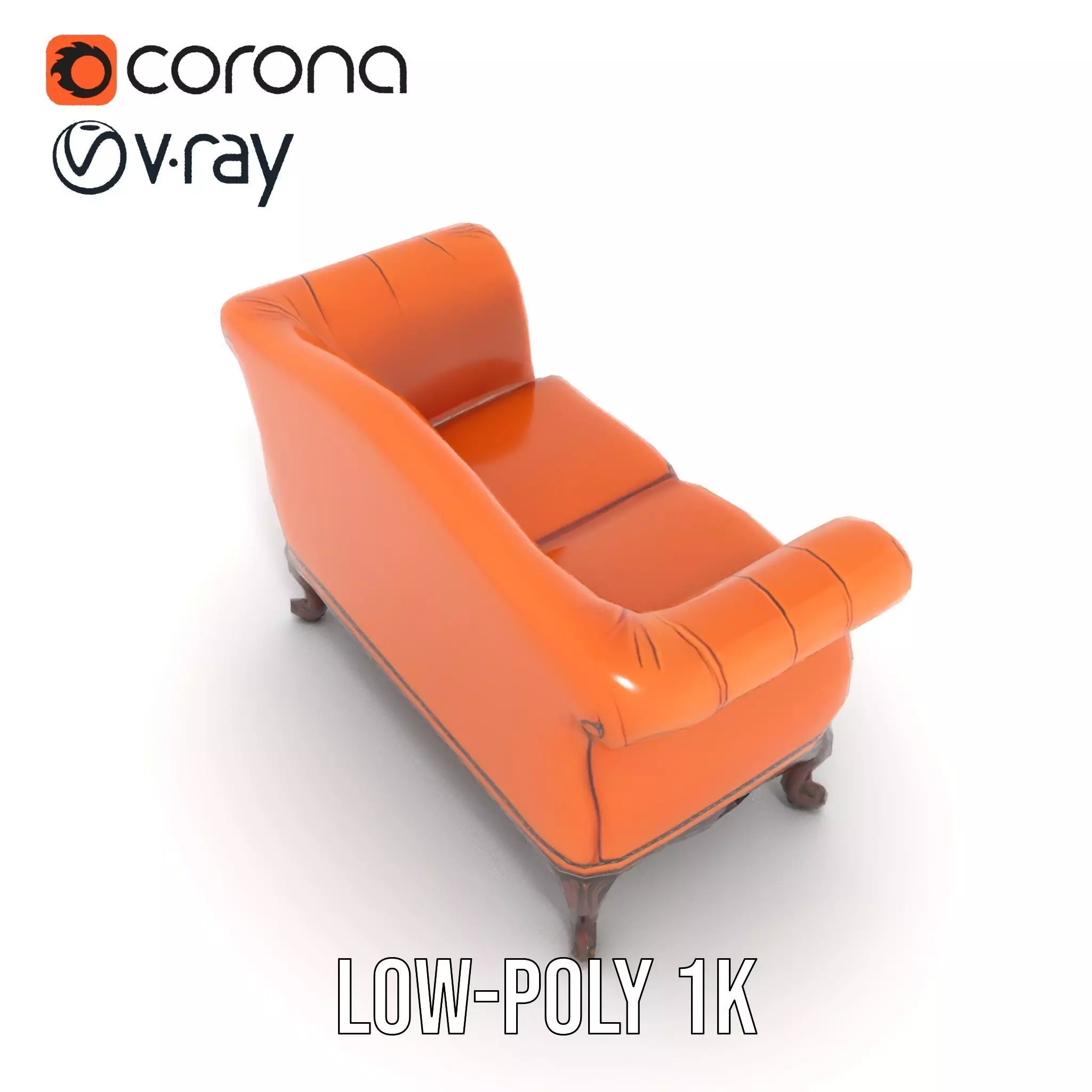 Vintage Leather Sofa model pack Low-poly 3D model_14