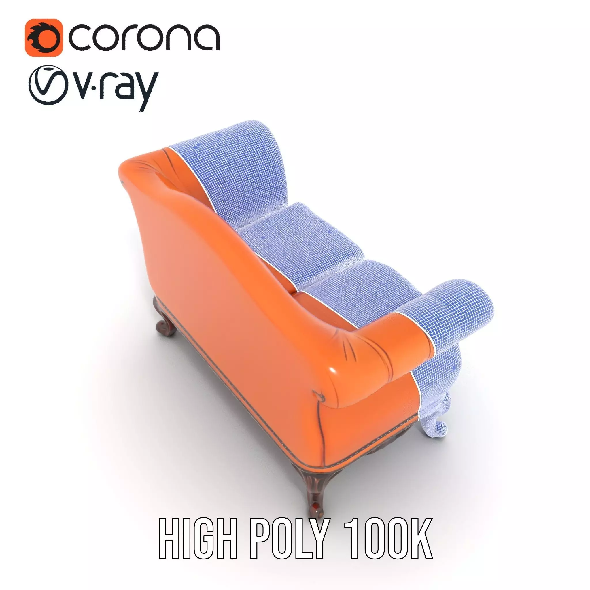 Vintage Leather Sofa model pack Low-poly 3D model_32