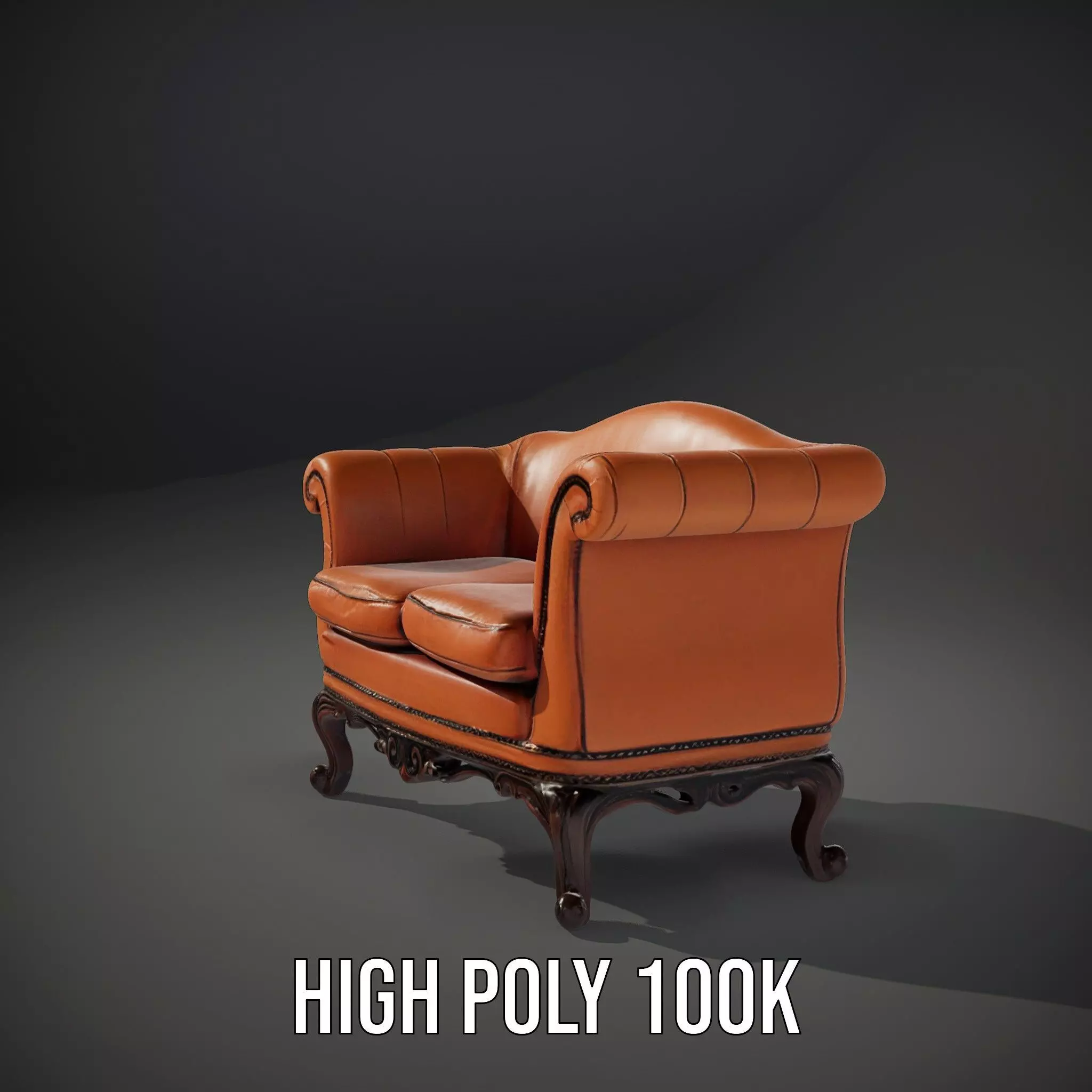 Vintage Leather Sofa model pack Low-poly 3D model_8