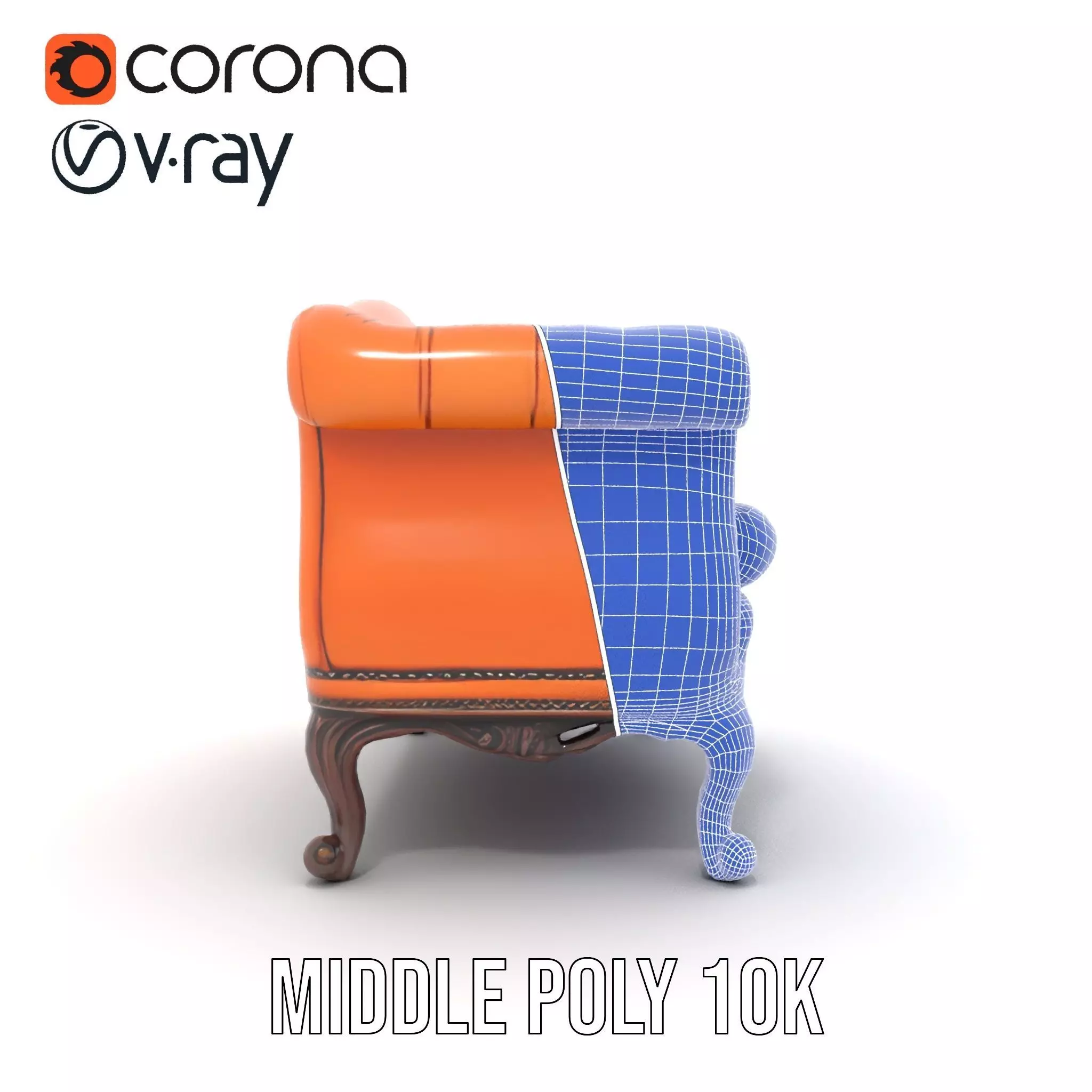 Vintage Leather Sofa model pack Low-poly 3D model_29