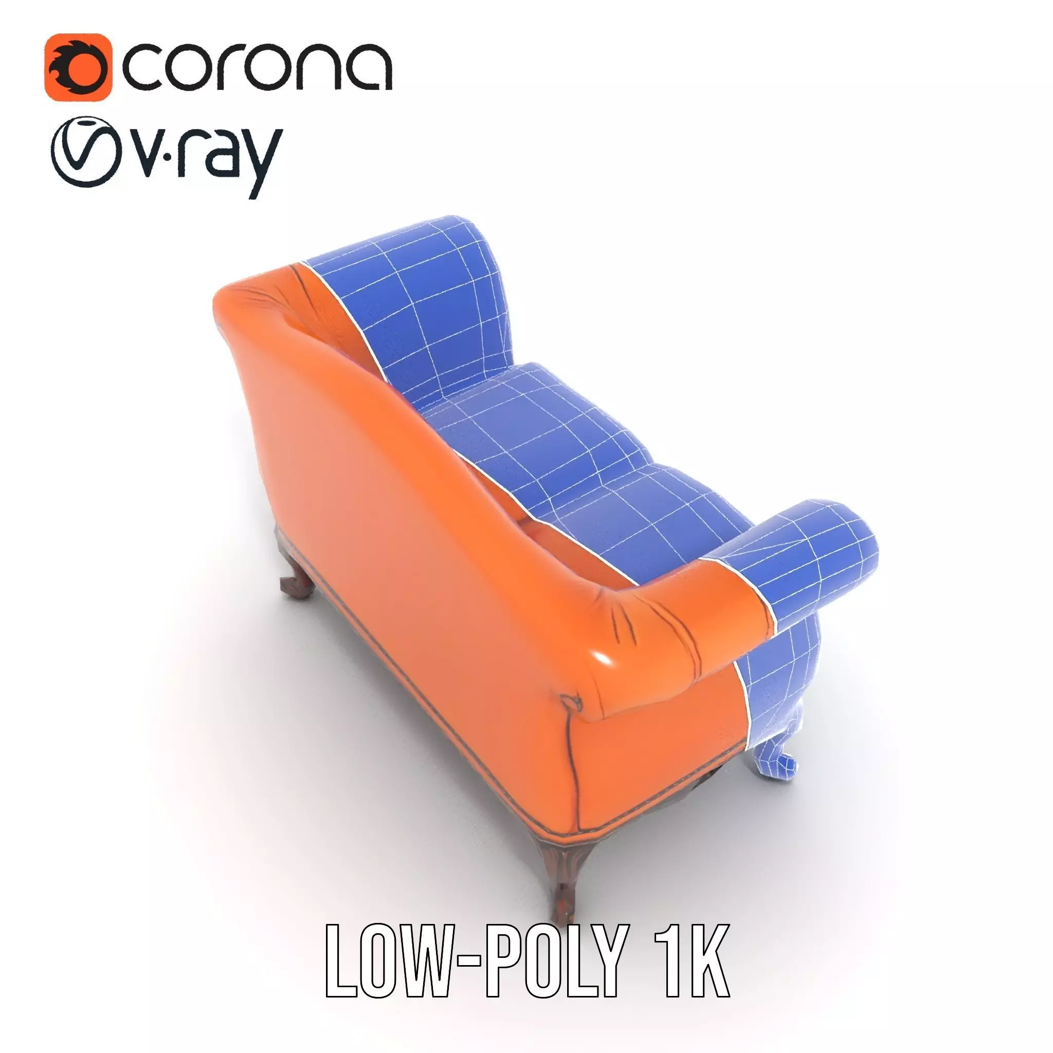 Vintage Leather Sofa model pack Low-poly 3D model_27