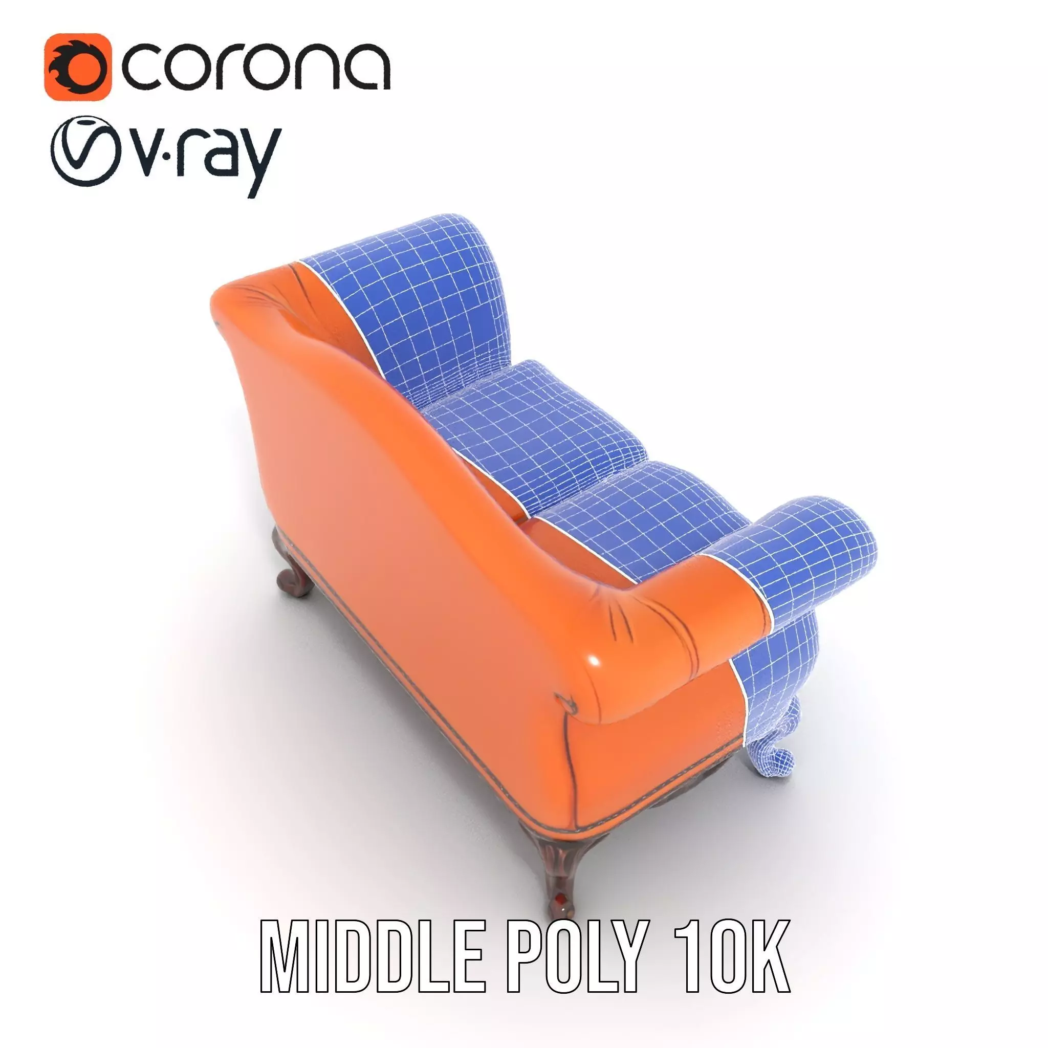 Vintage Leather Sofa model pack Low-poly 3D model_23