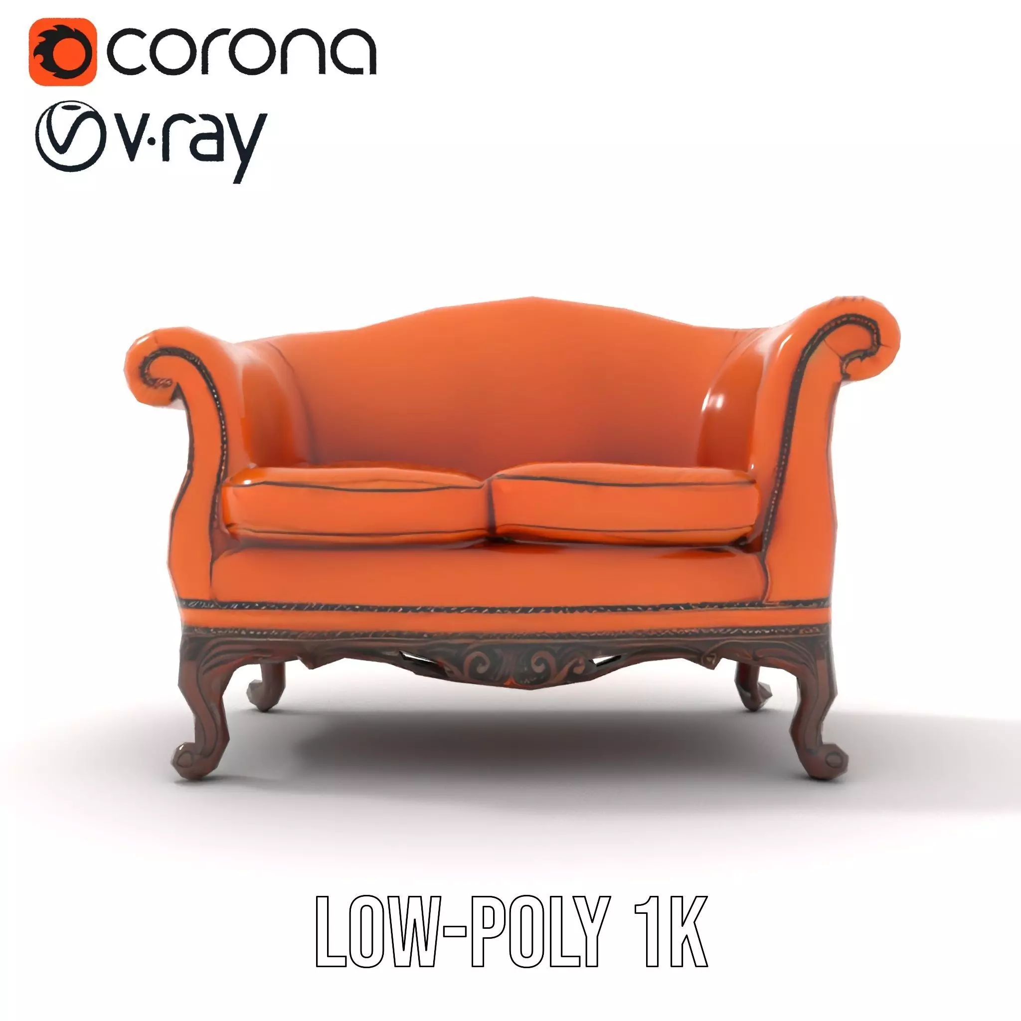 Vintage Leather Sofa model pack Low-poly 3D model_7