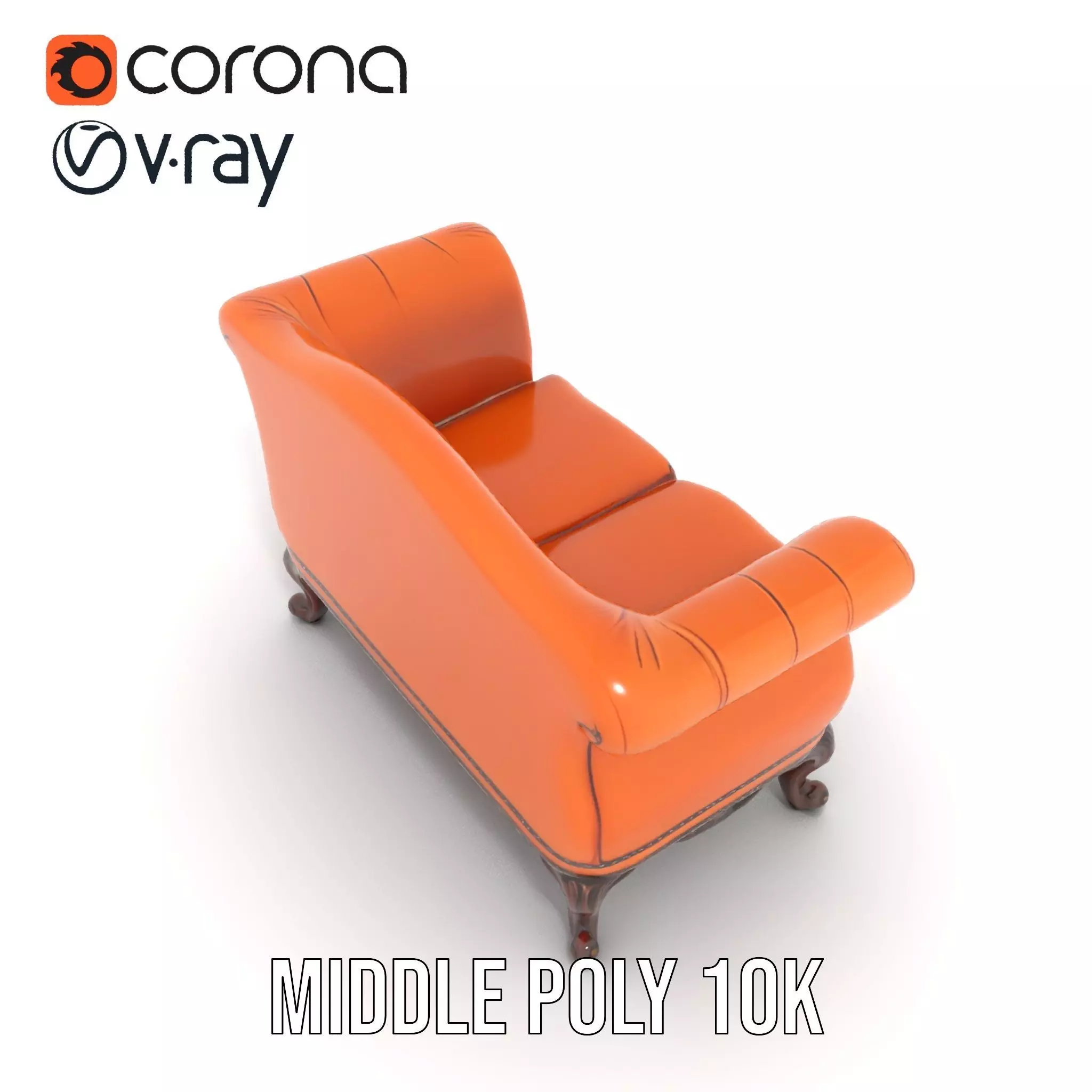 Vintage Leather Sofa model pack Low-poly 3D model_18