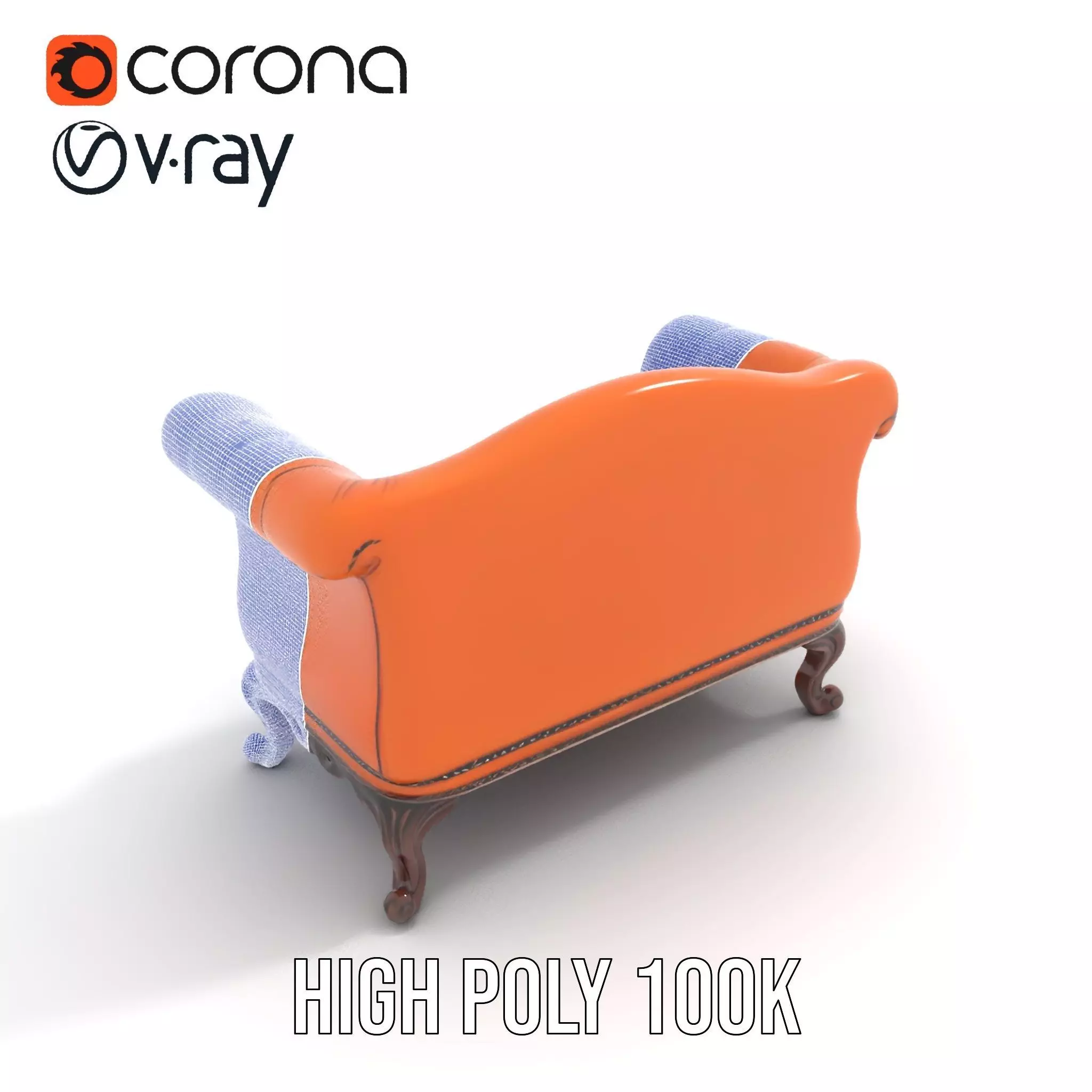 Vintage Leather Sofa model pack Low-poly 3D model_20