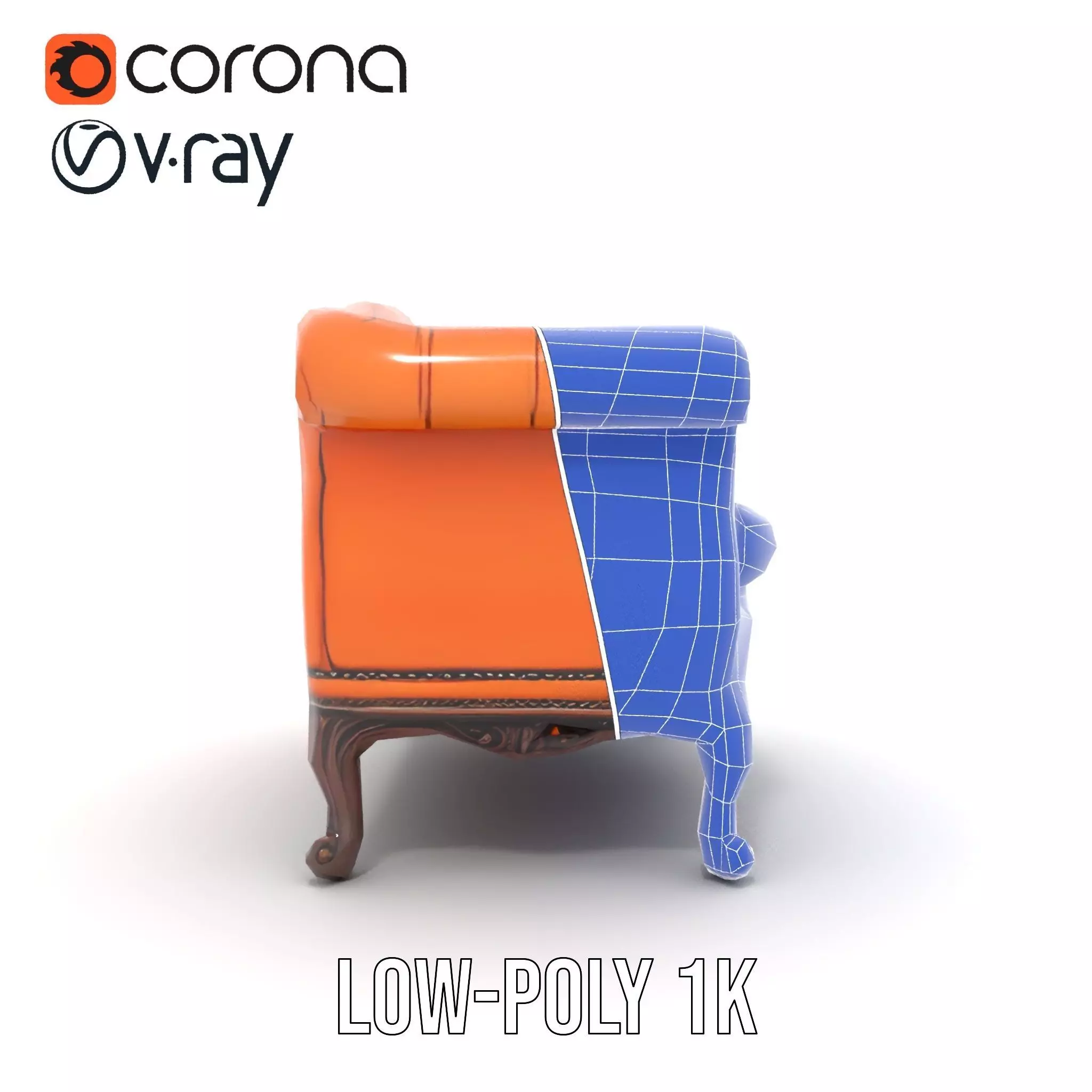 Vintage Leather Sofa model pack Low-poly 3D model_30