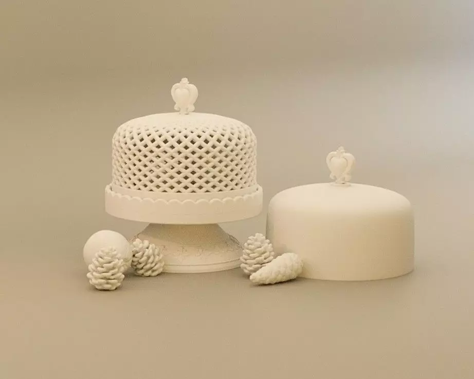 Miniature Candle Arrangement Set  Candles Pinecones Orange  3D print model_3