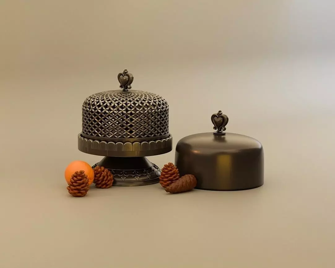 Miniature Candle Arrangement Set  Candles Pinecones Orange  3D print model_2