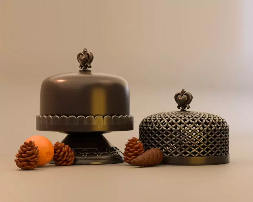 Miniature Candle Arrangement Set  Candles Pinecones Orange  3D print model_4