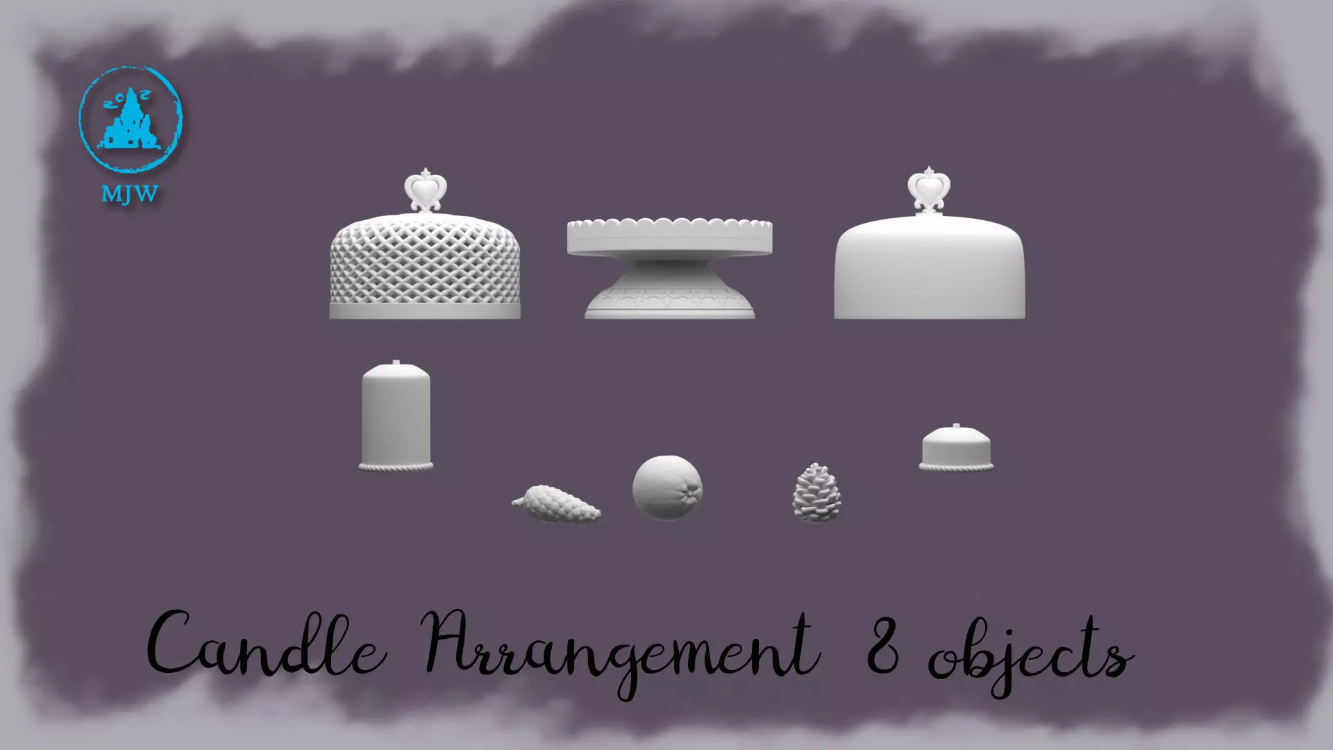 Miniature Candle Arrangement Set  Candles Pinecones Orange  3D print model_6