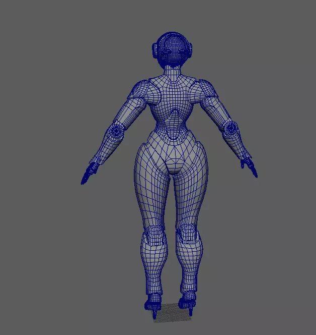 Robot character with human face Low-poly 3D model_9